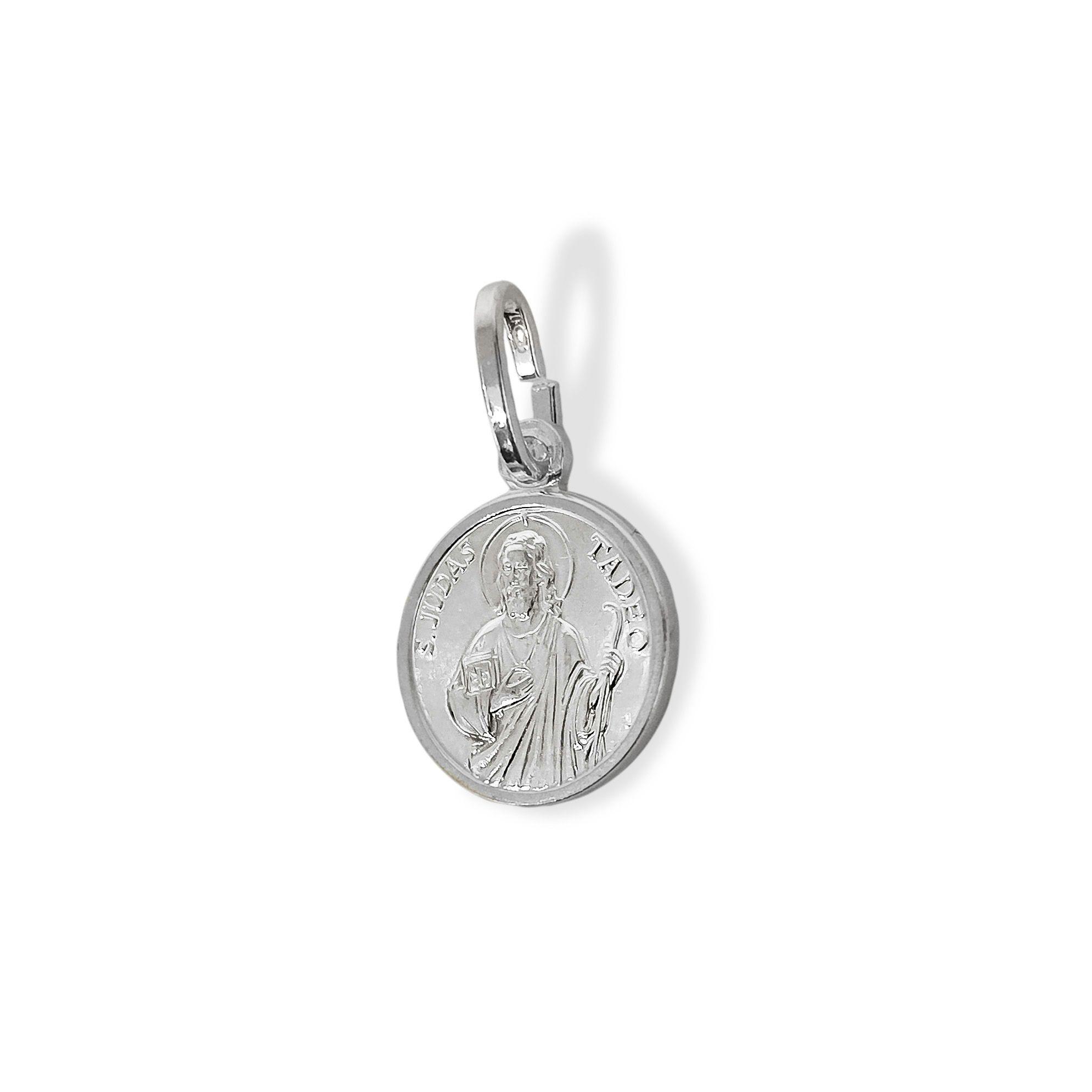 Colgante Medalla San Judas Tadeo 12mm Plata Fina 925-0