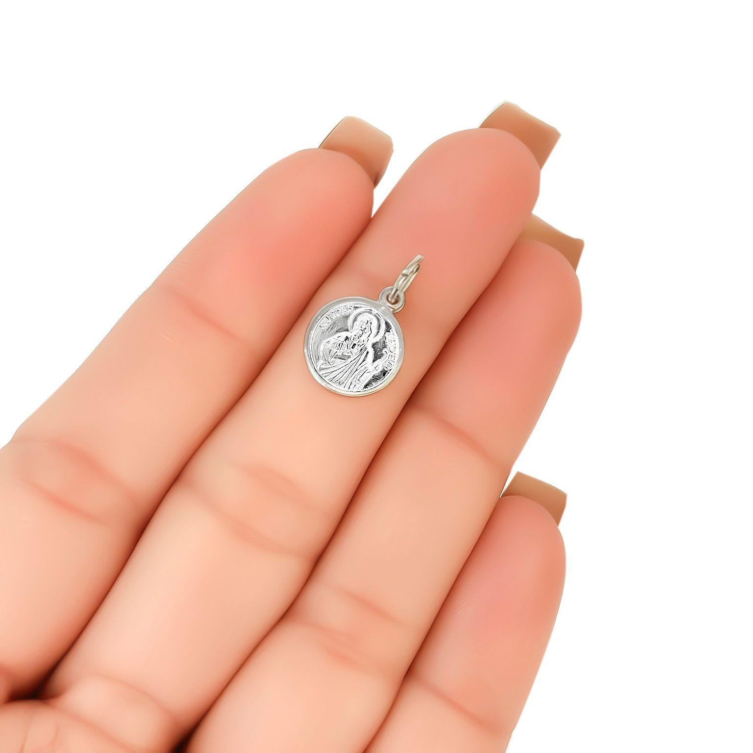 Colgante Medalla San Judas Tadeo 12mm Plata Fina 925-1
