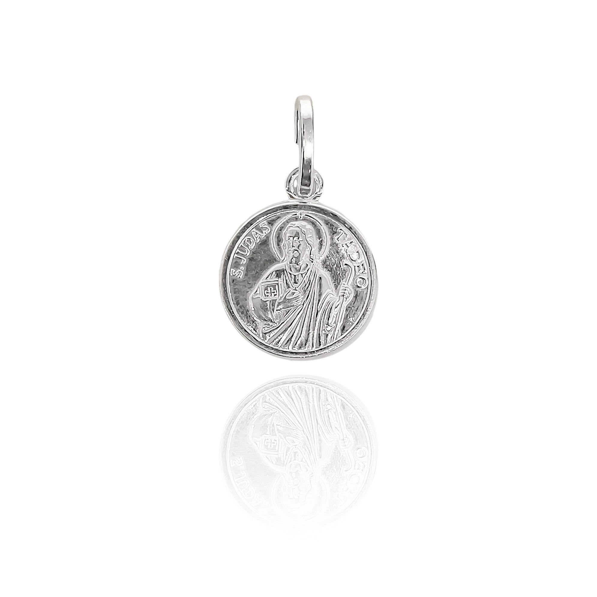 Colgante Medalla San Judas Tadeo 12mm Plata Fina 925-2