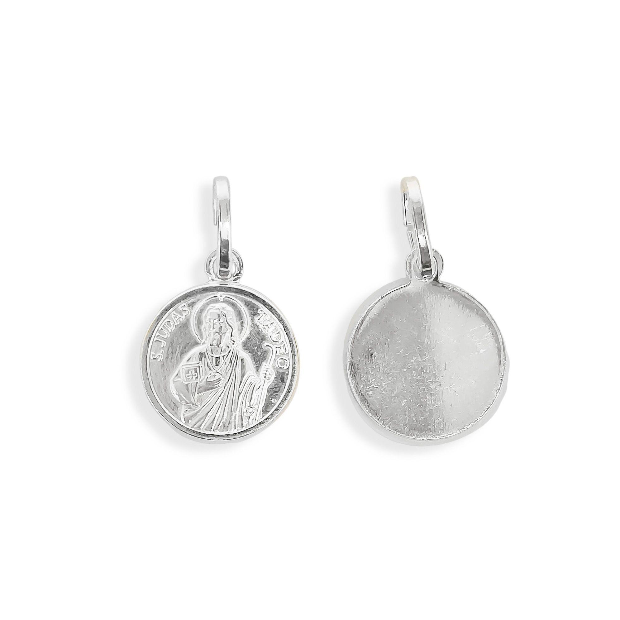Colgante Medalla San Judas Tadeo 12mm Plata Fina 925-3