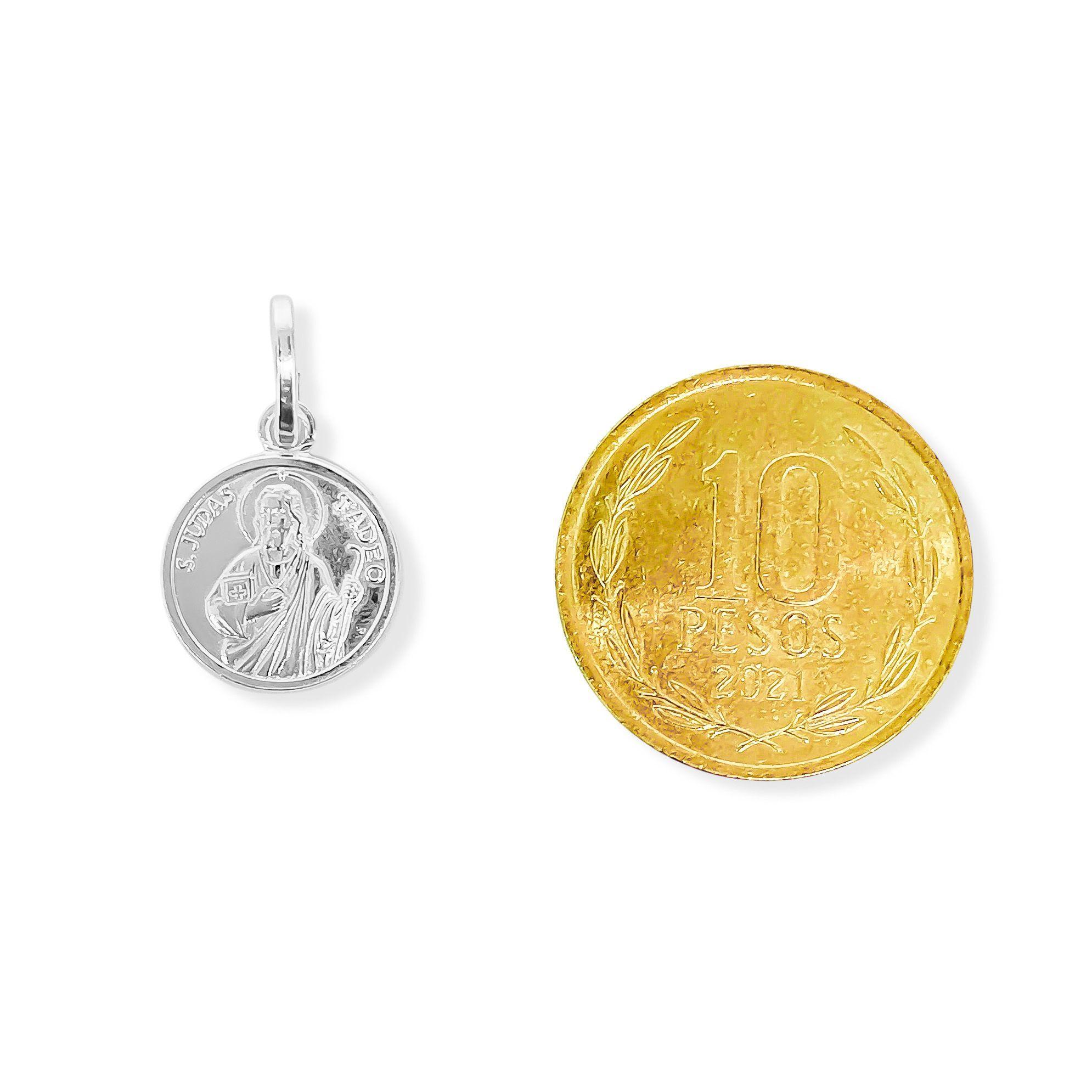 Colgante Medalla San Judas Tadeo 12mm Plata Fina 925-4