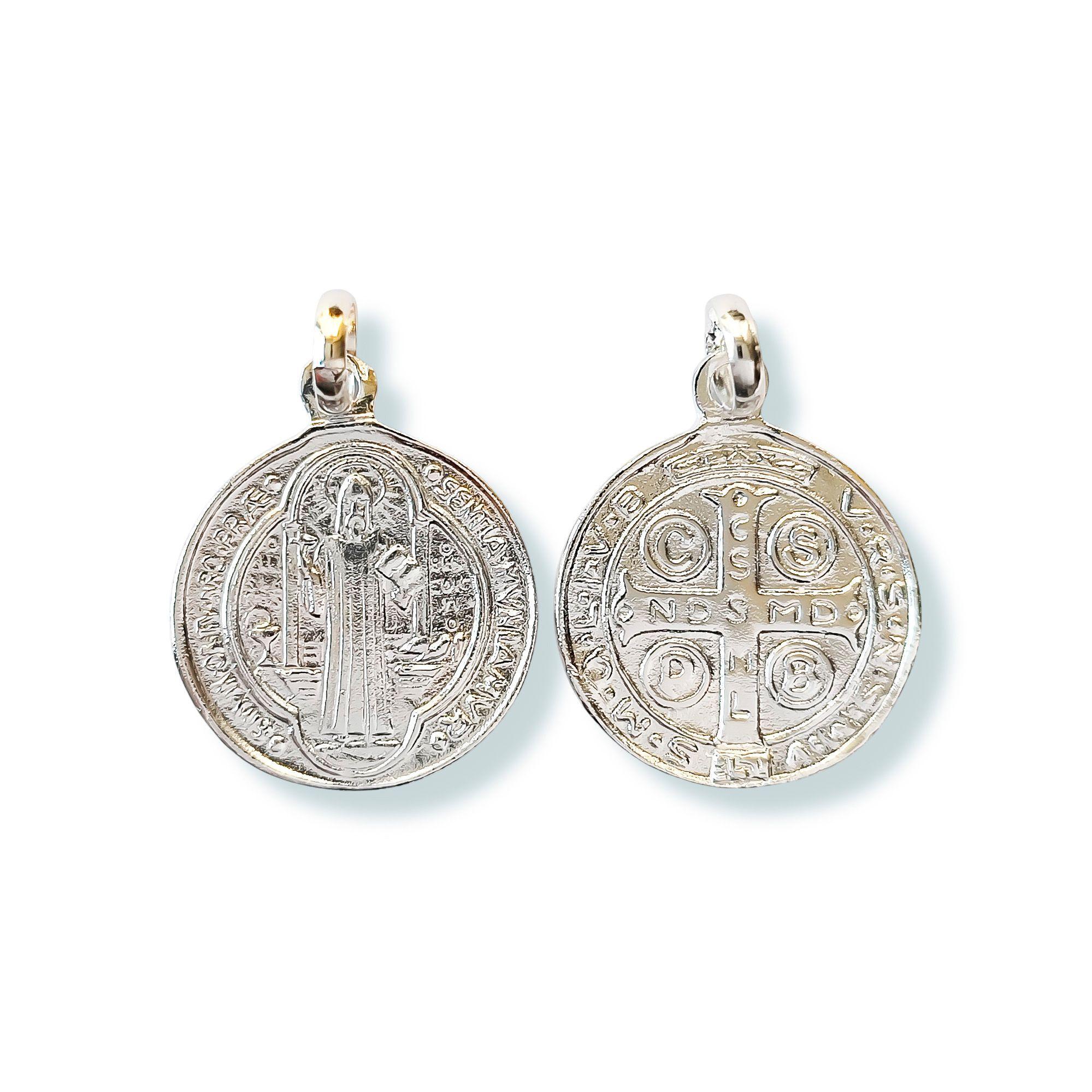 Colgante Medalla San Benito 19mm Plata Fina 925-2