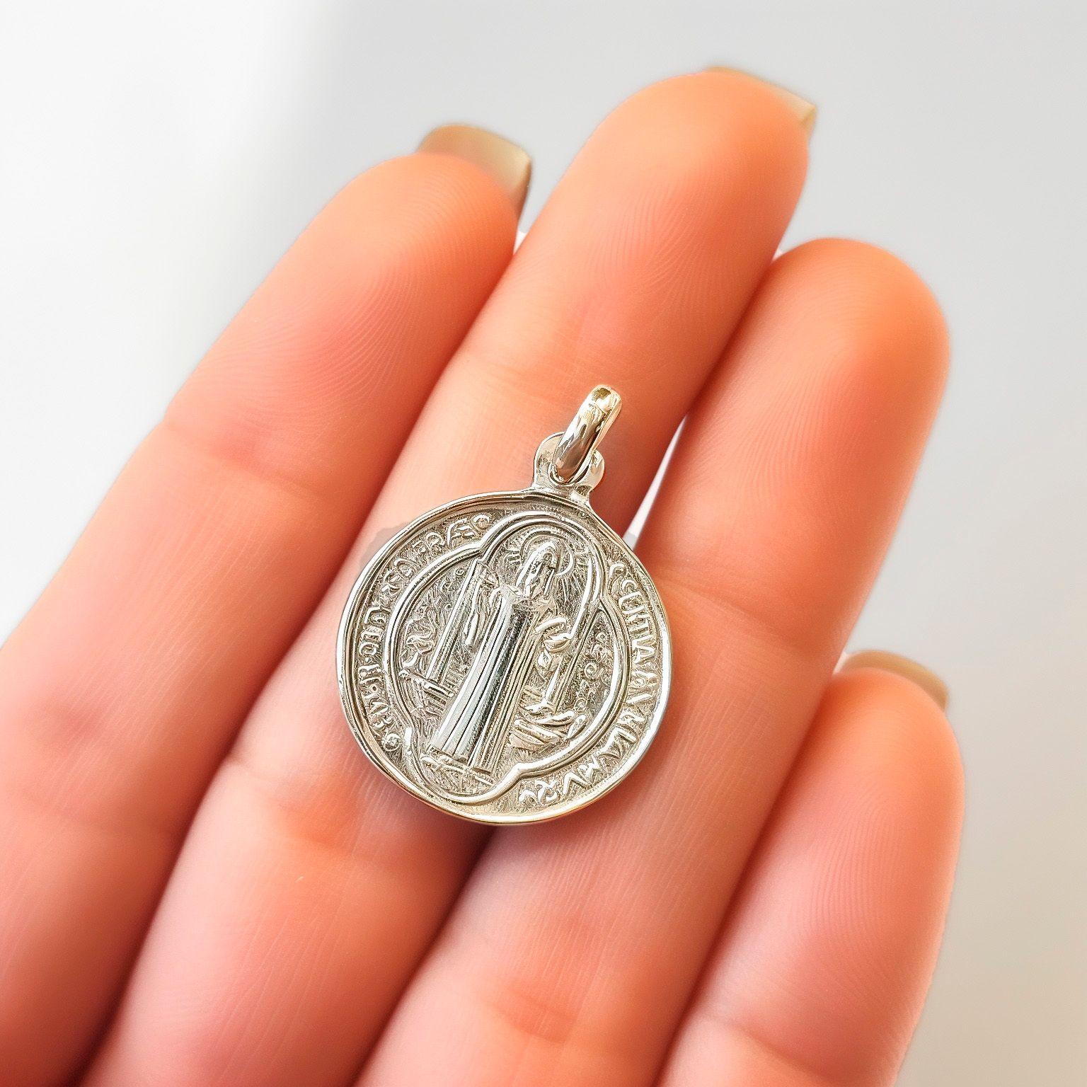 Colgante Medalla San Benito 19mm Plata Fina 925-3
