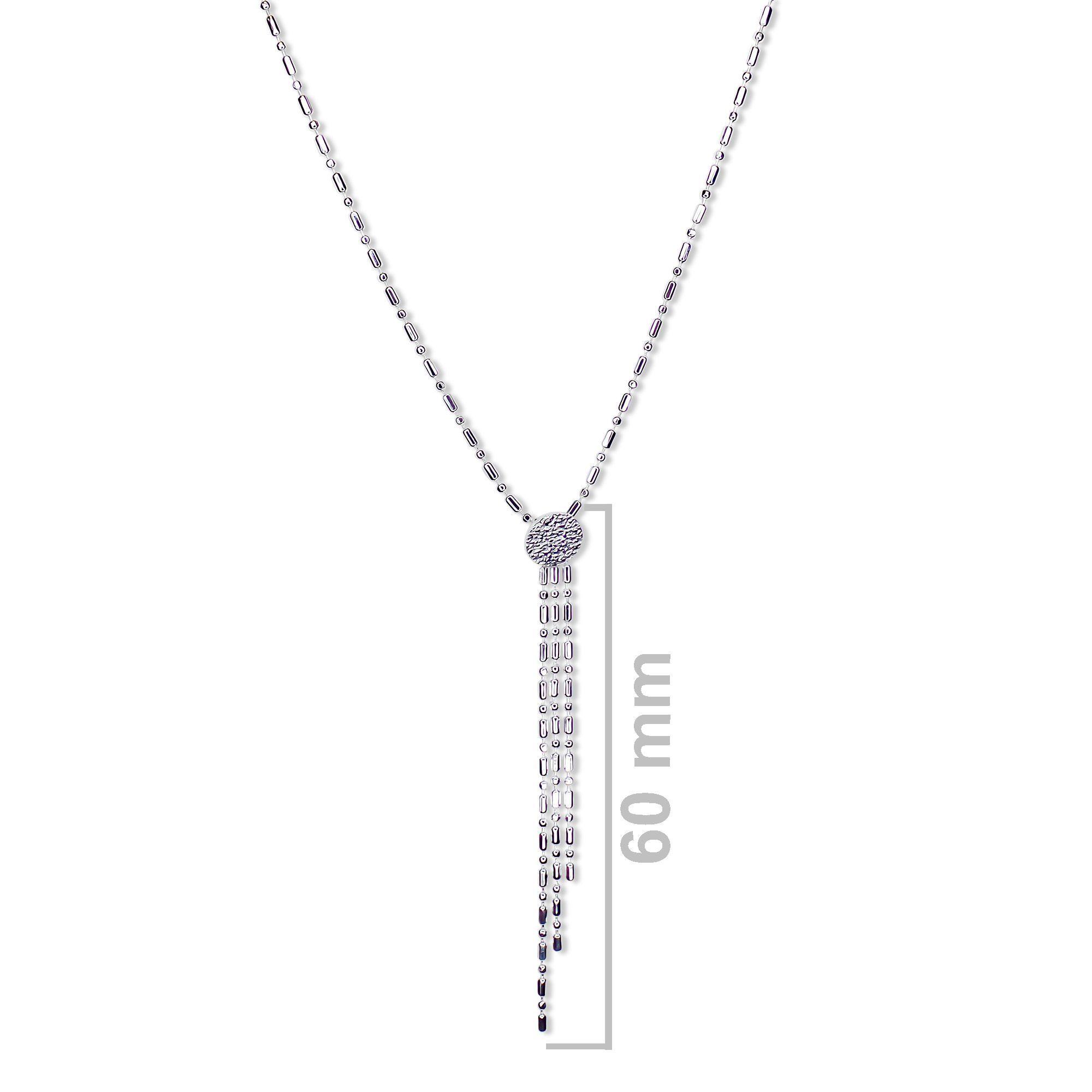 Collar Cadena Punto Coma y Colgante Disco Satinado Plata Fina 925-1