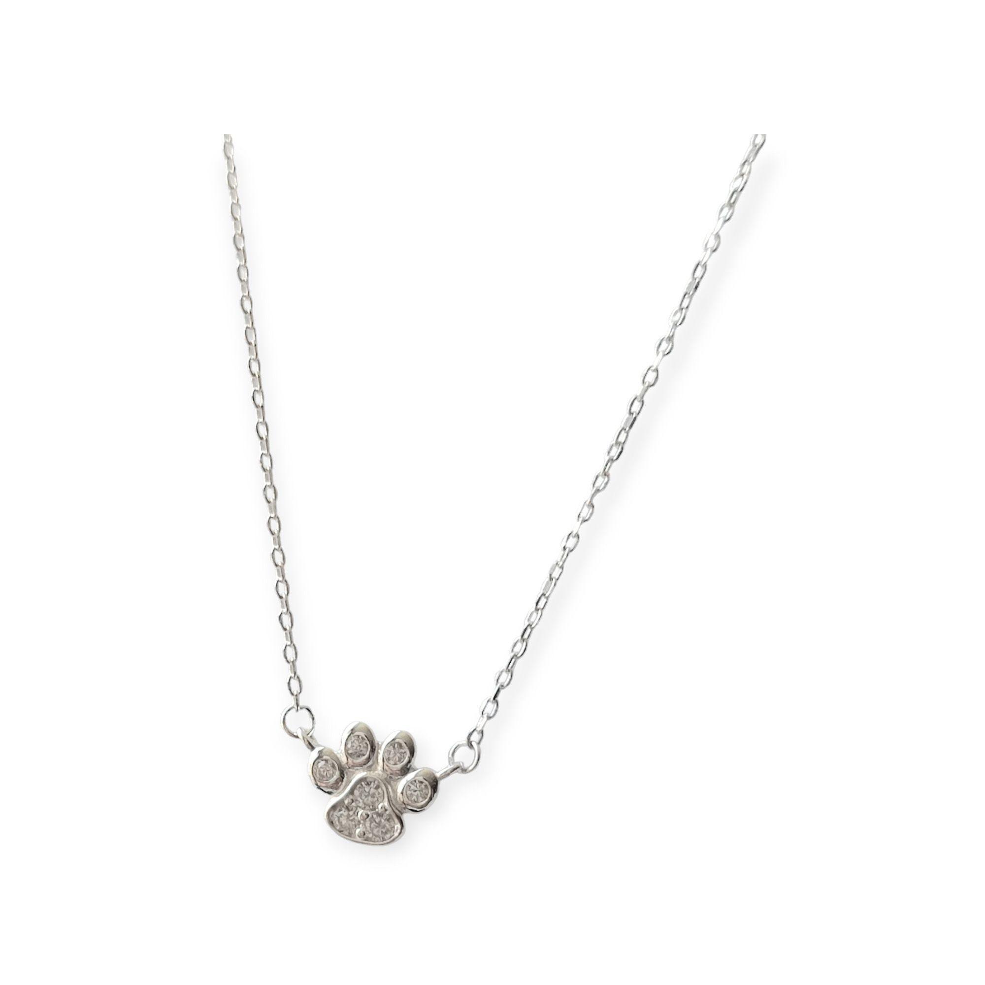Collar Huella Perro Circón Plata Fina 925-1