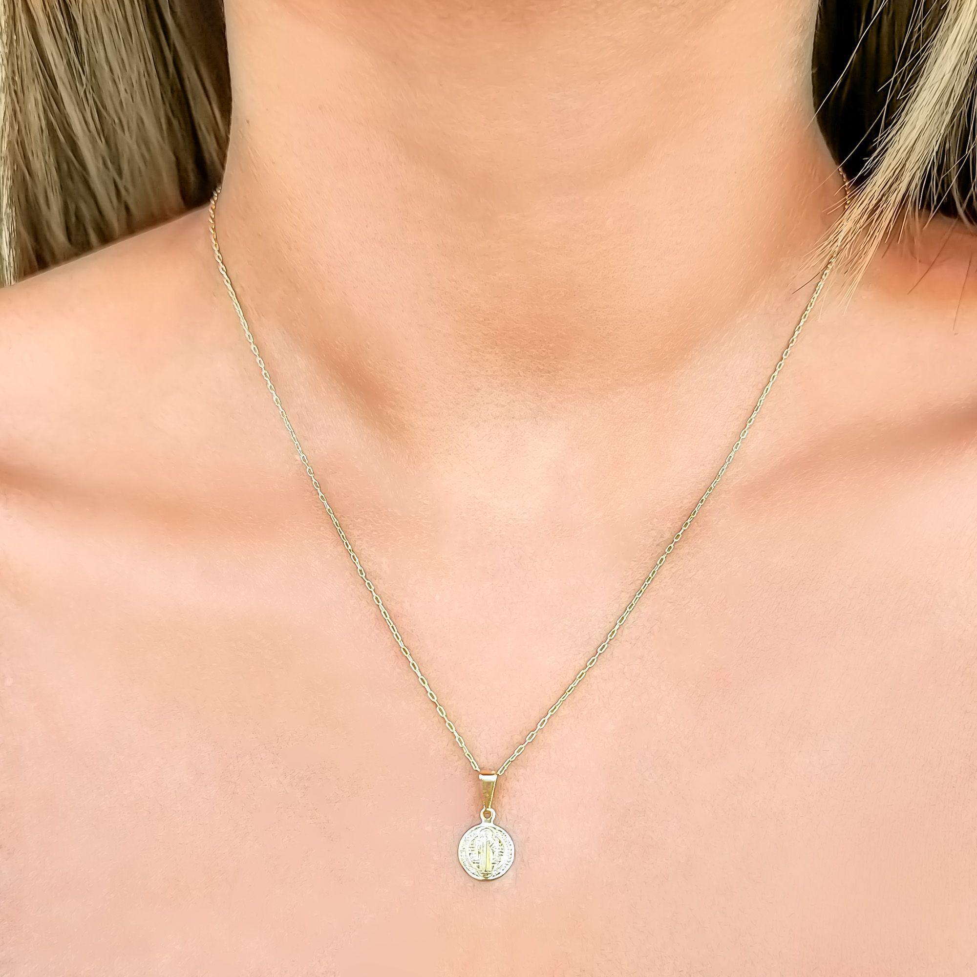 Collar Medalla San Benito Enchapado Oro 18K-2