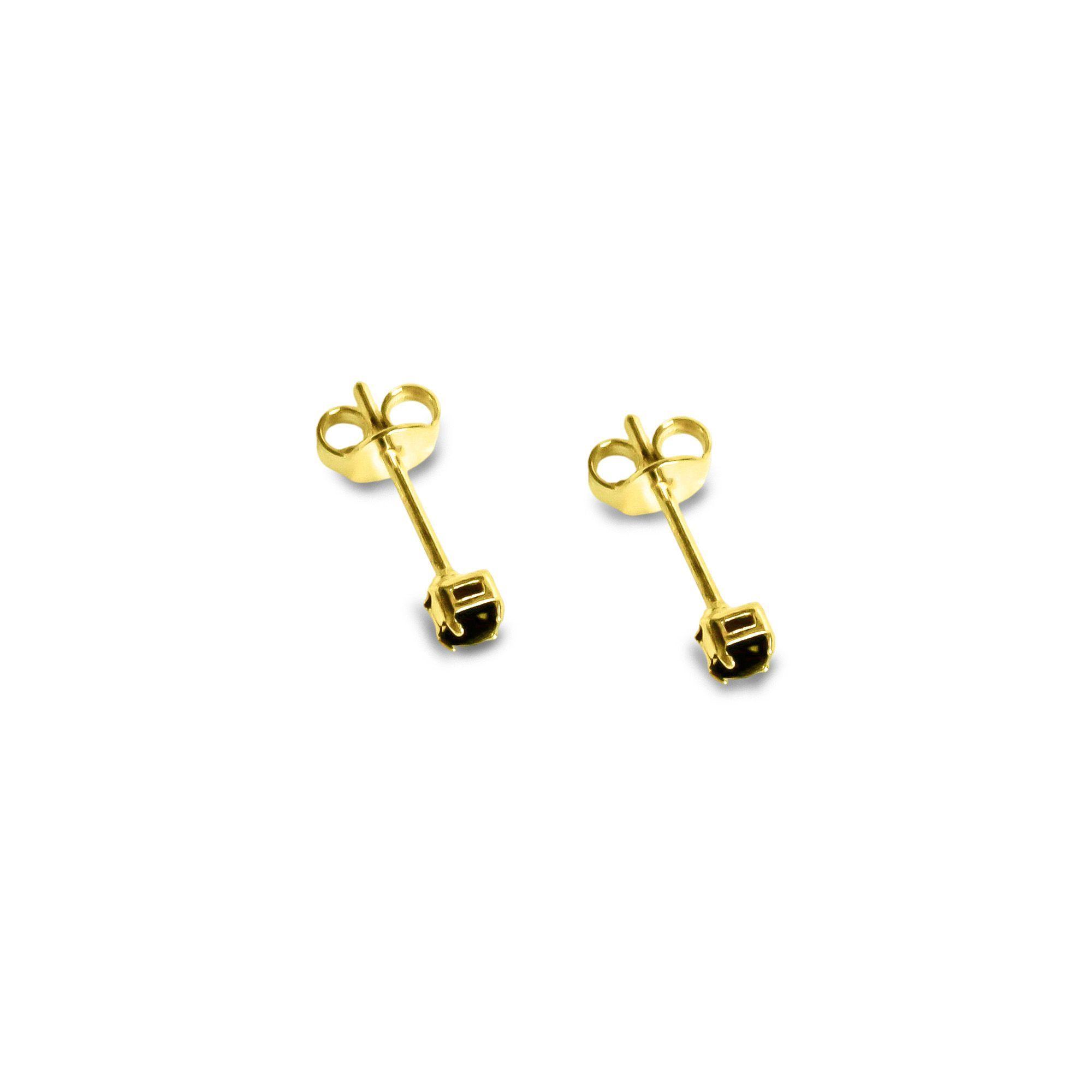Aros Circón Negro 2mm Enchapado Oro 18K-3