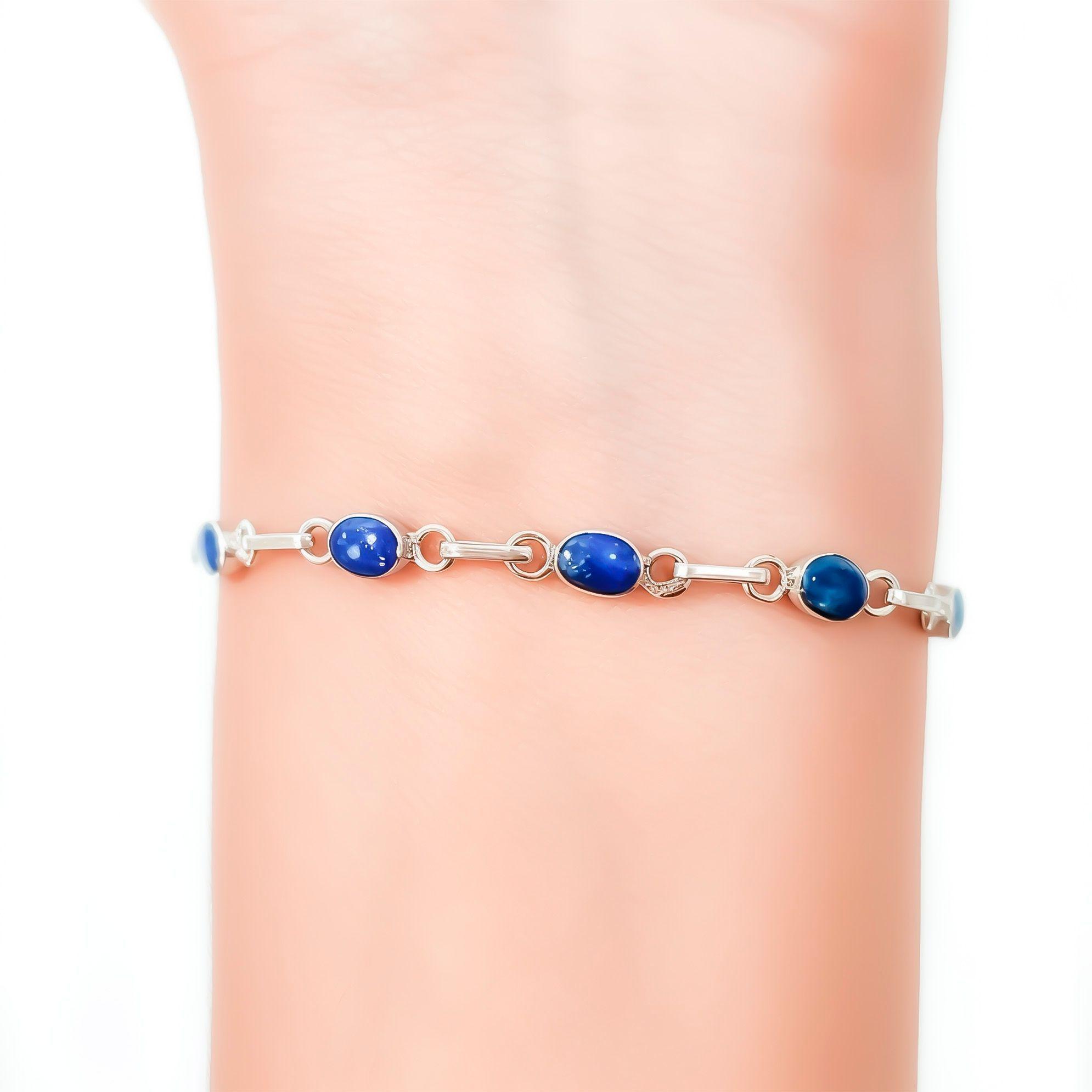 Pulsera Mini Óvalo Lapislázuli Plata Fina 950-2