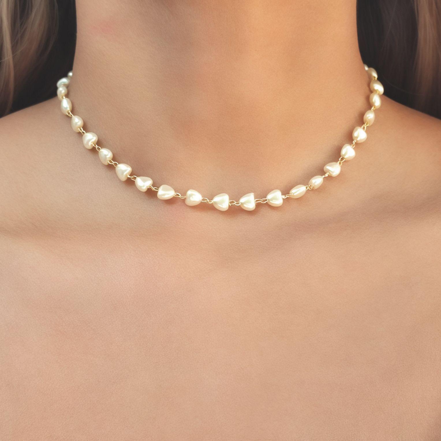 Collar Choker Hannah Perla Sintética Enchapado Oro 18K-4