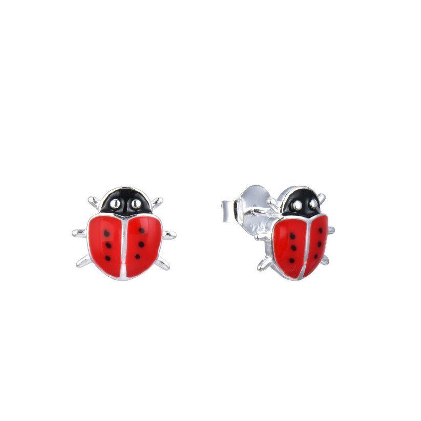 Aros Chinita Rojo Plata Fina 925-0