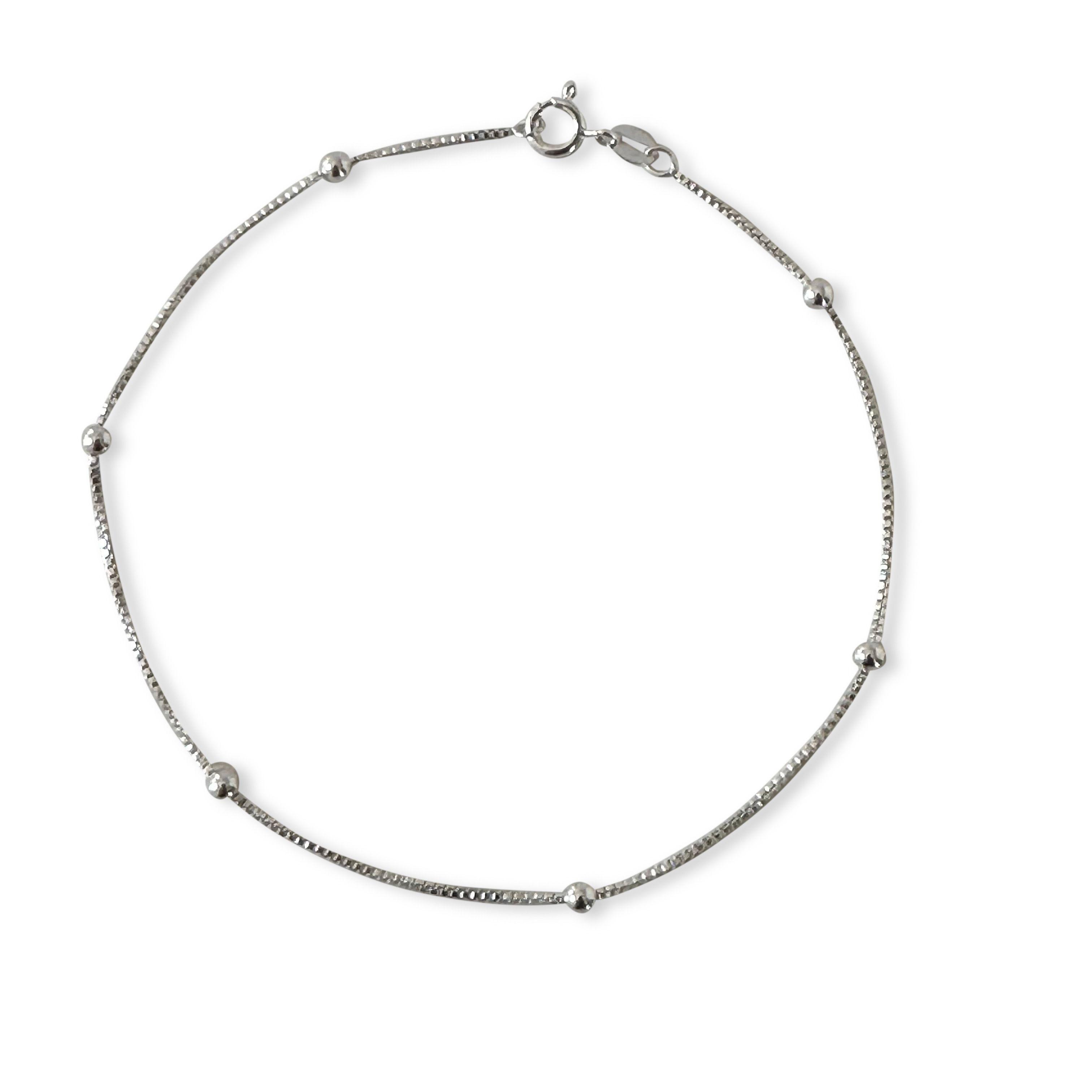 Tobillera Veneciana Bolita Plata Fina 925-0
