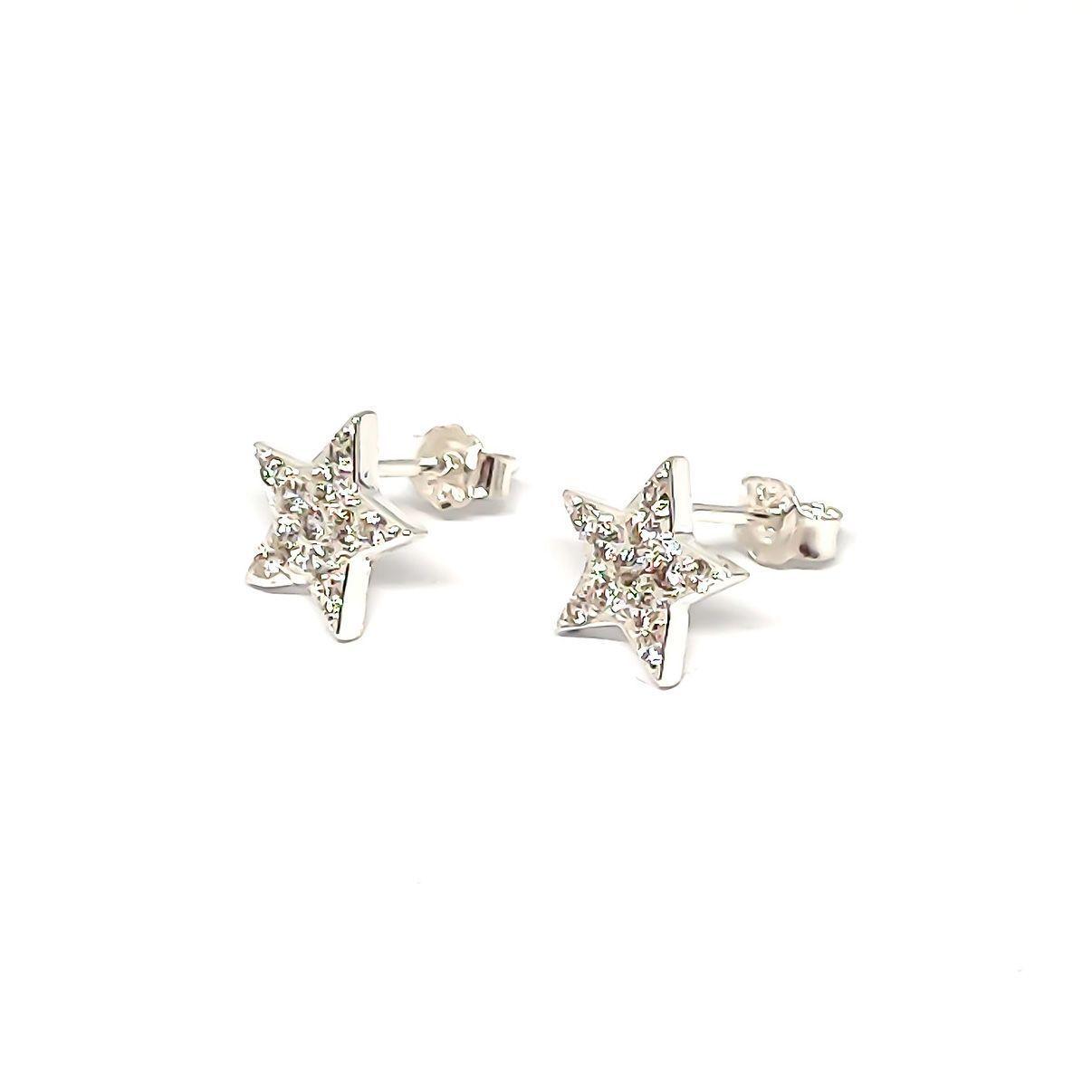 Aros Estrellas Circones 9mm Plata Fina 925-2