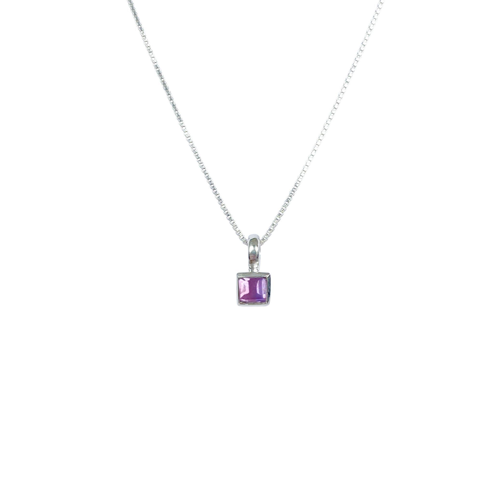Collar Amatista Cuadrado Veneciana Plata Fina 925-2