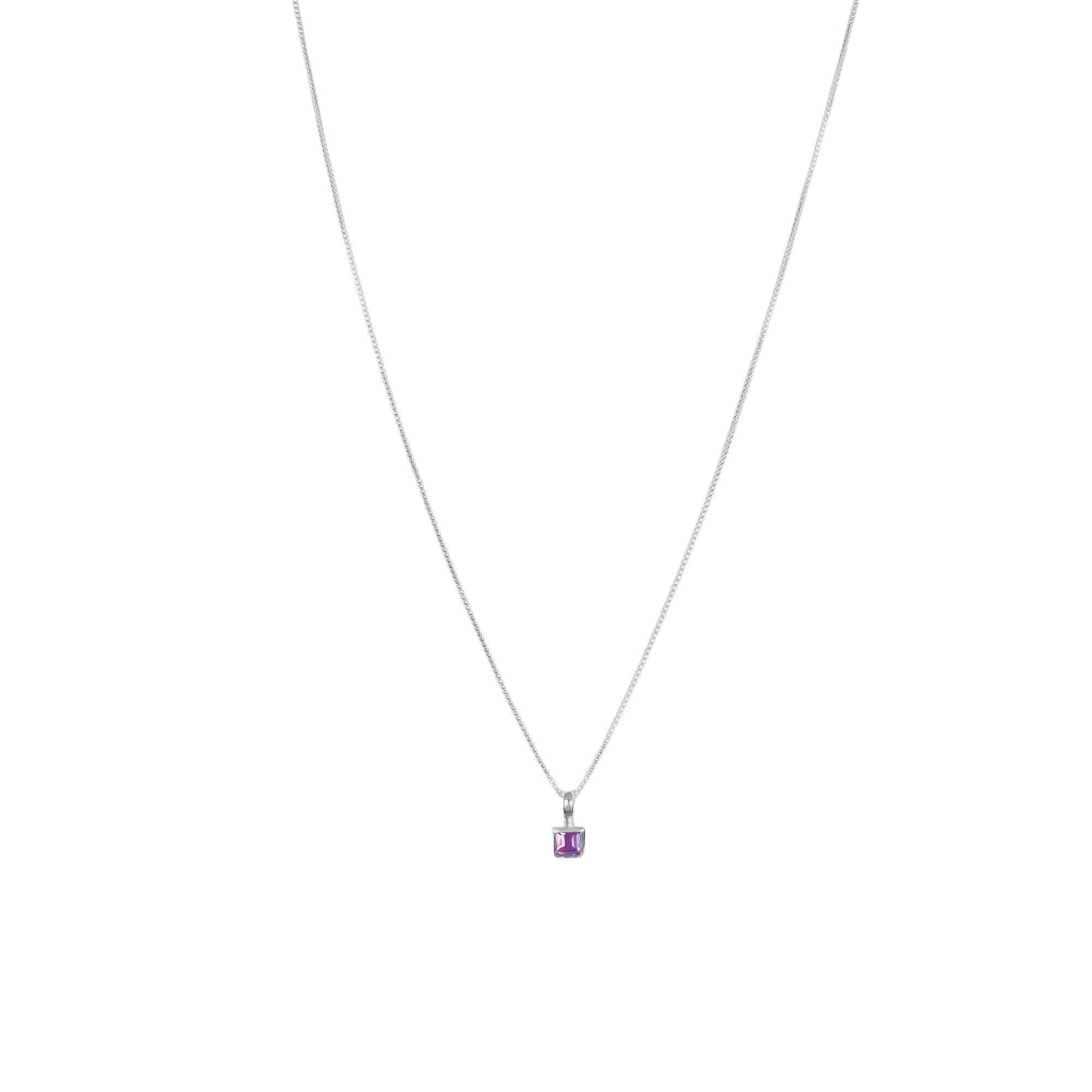 Collar Amatista Cuadrado Veneciana Plata Fina 925-2
