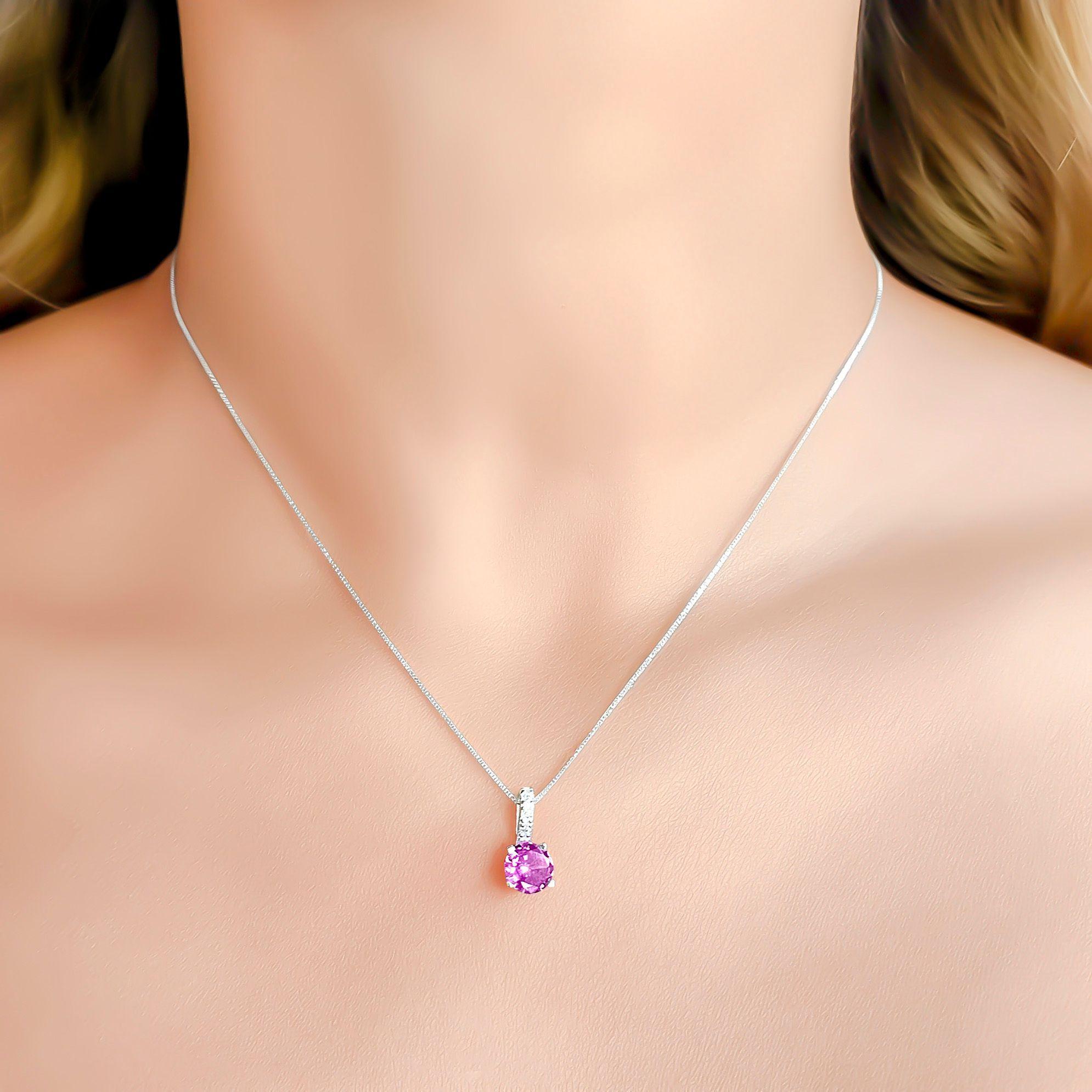 Collar Punto De Luz Virginia Circón Morado Plata Fina 925-2