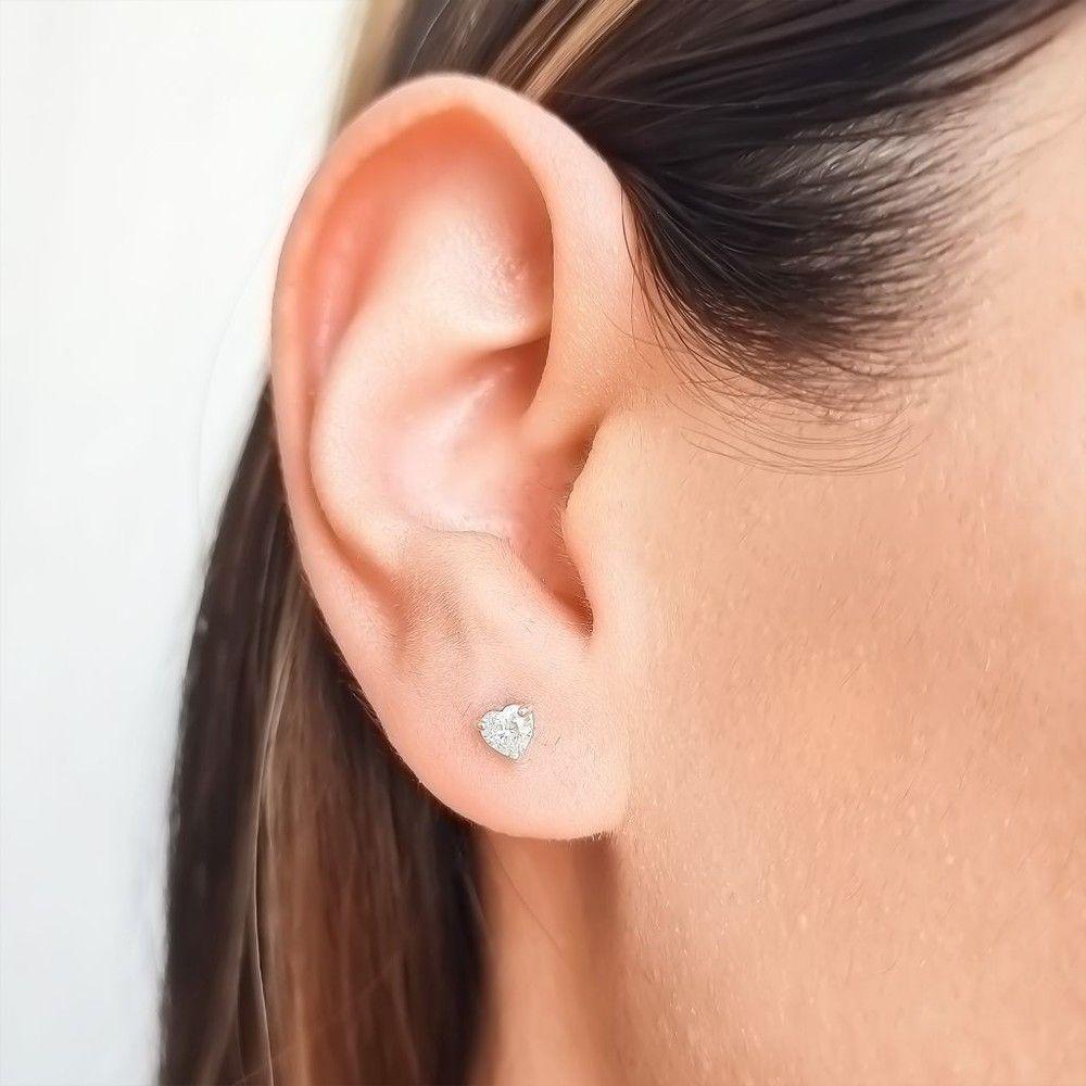 Aros Corazón Circón Mini Blanco 4mm Plata Fina 925-2