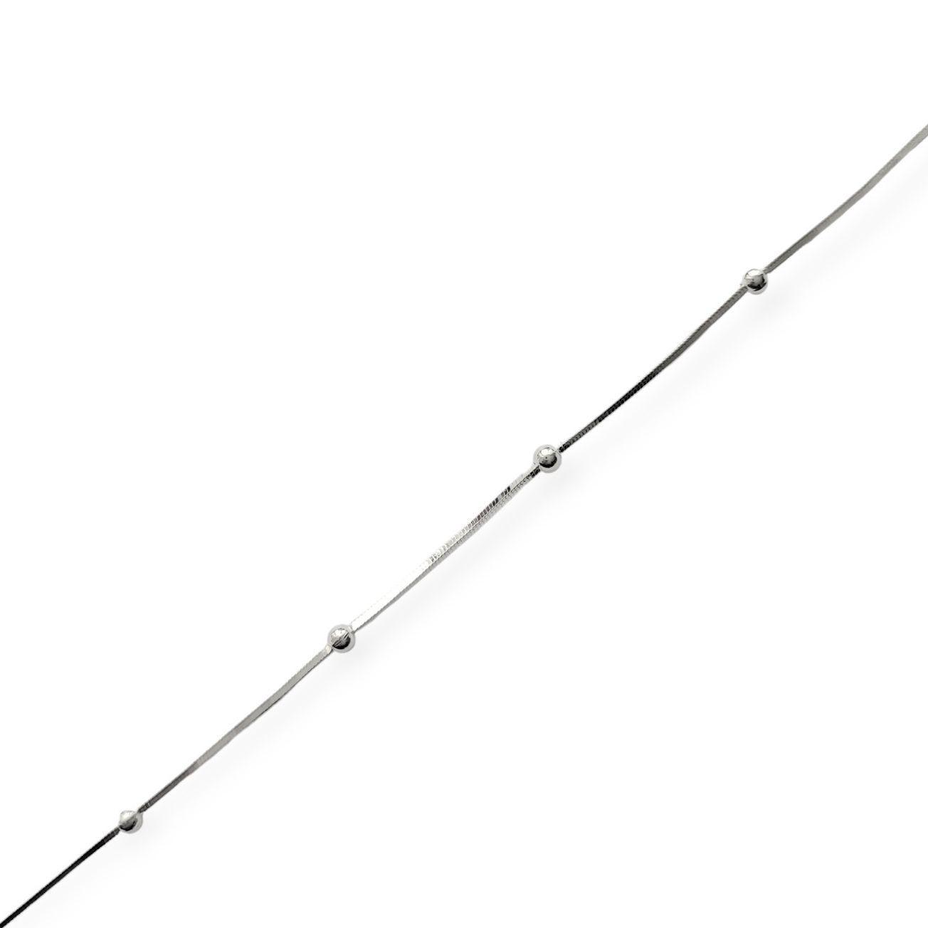 Tobillera Cola De Topo Cuadrada 8 Bolitas Plata Fina 925-1