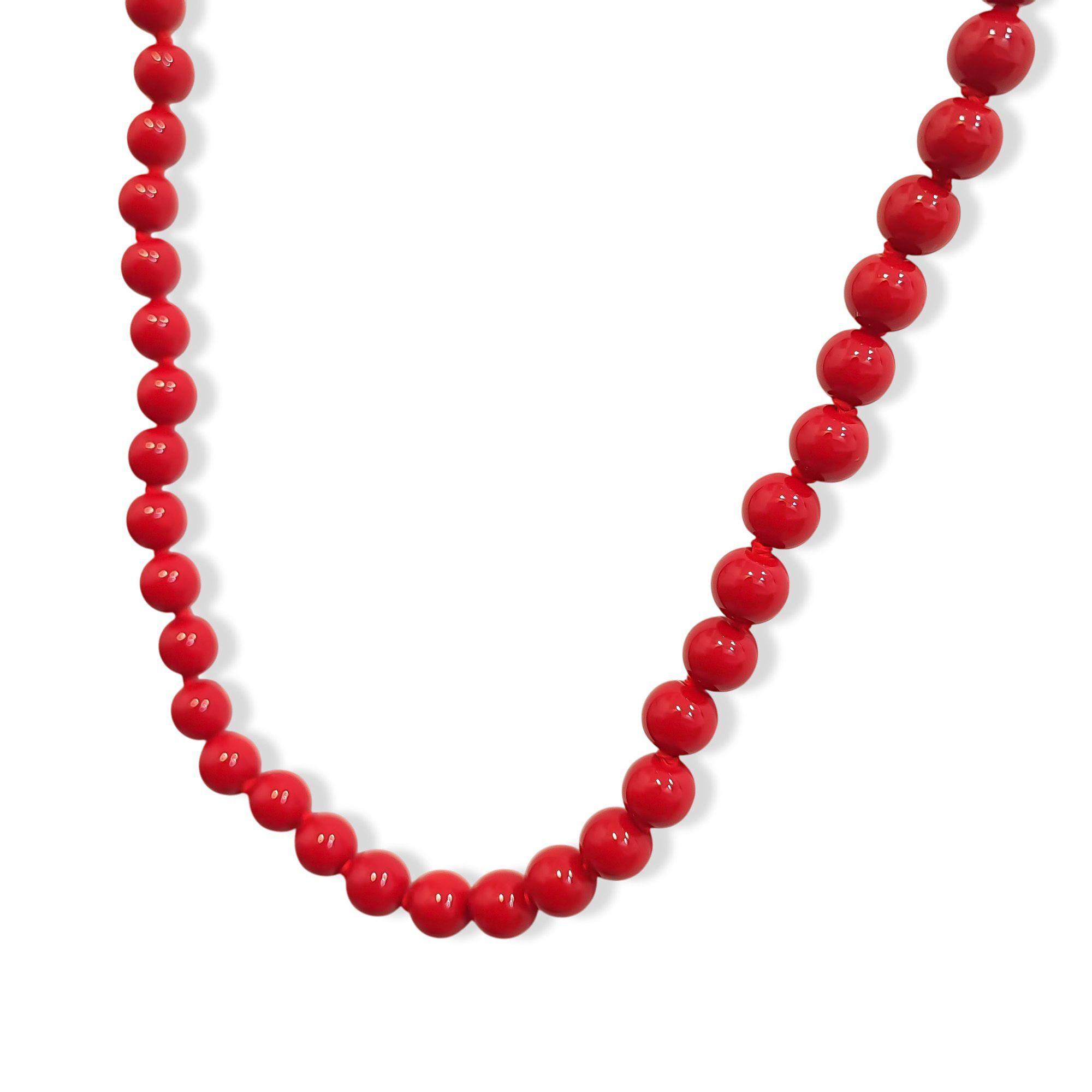 Collar Jade Rojo Reconstituido 8mm Plata Fina 925-2