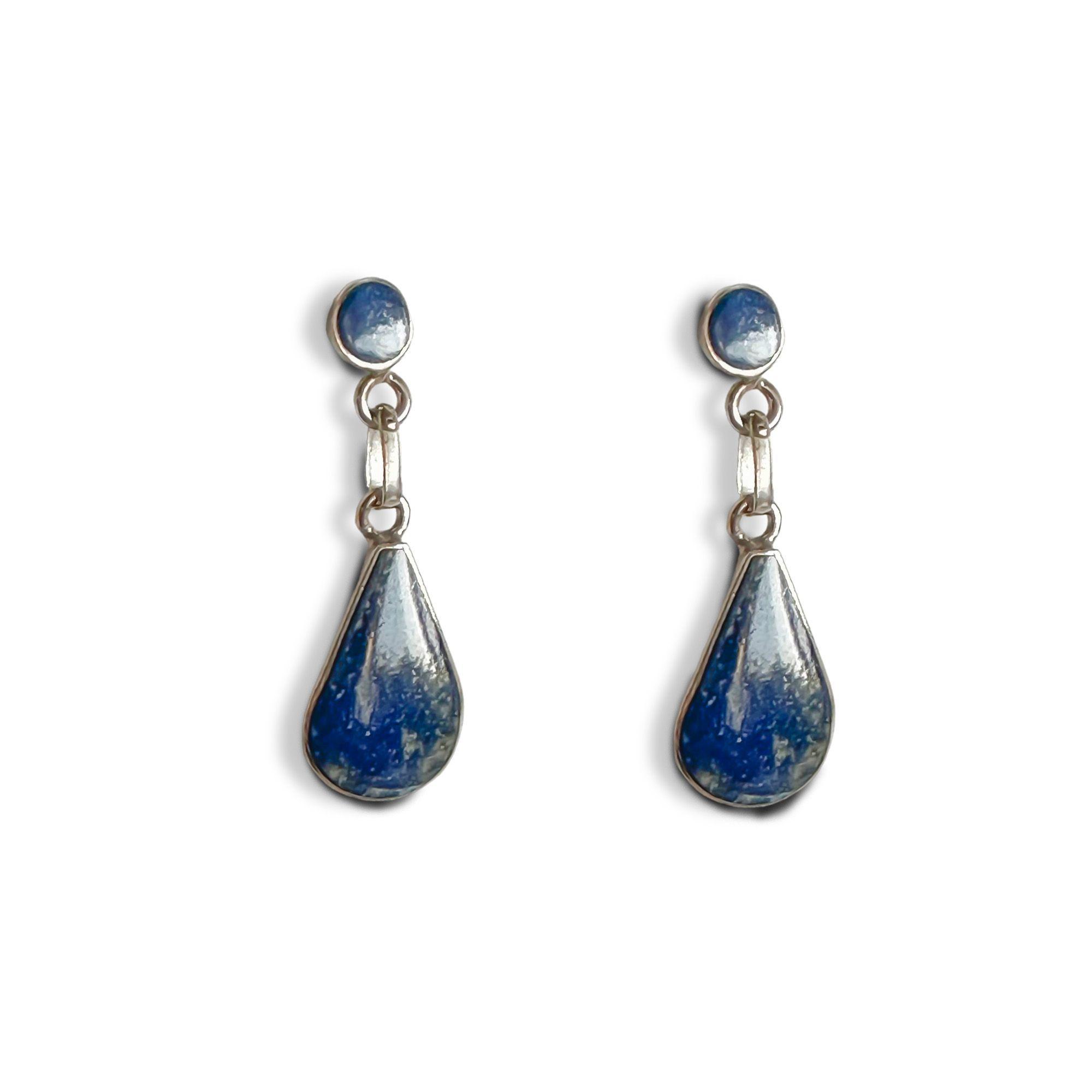 Aros Gota Colgante Lapislázuli Plata Fina 950-2