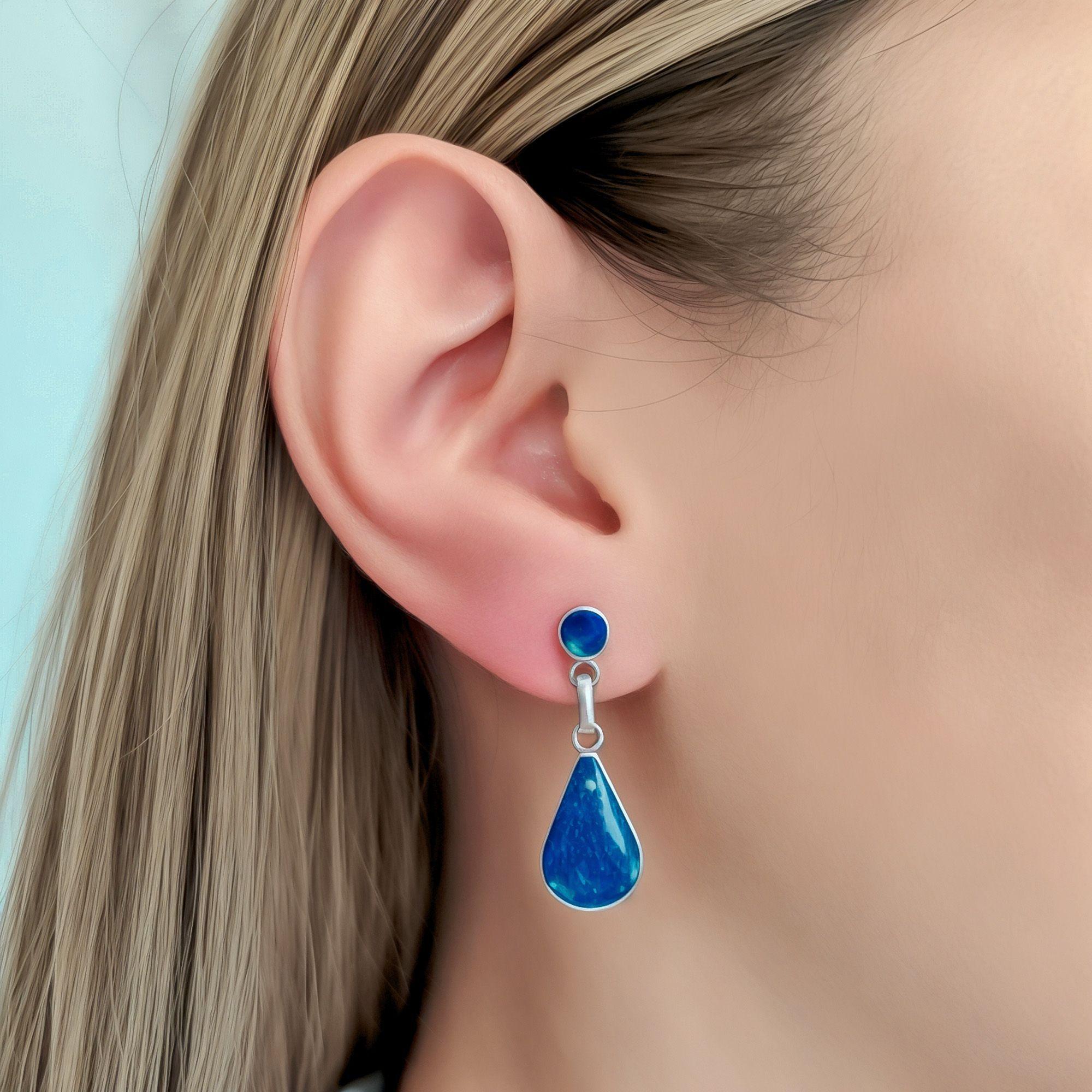 Aros Gota Colgante Lapislázuli Plata Fina 950-3