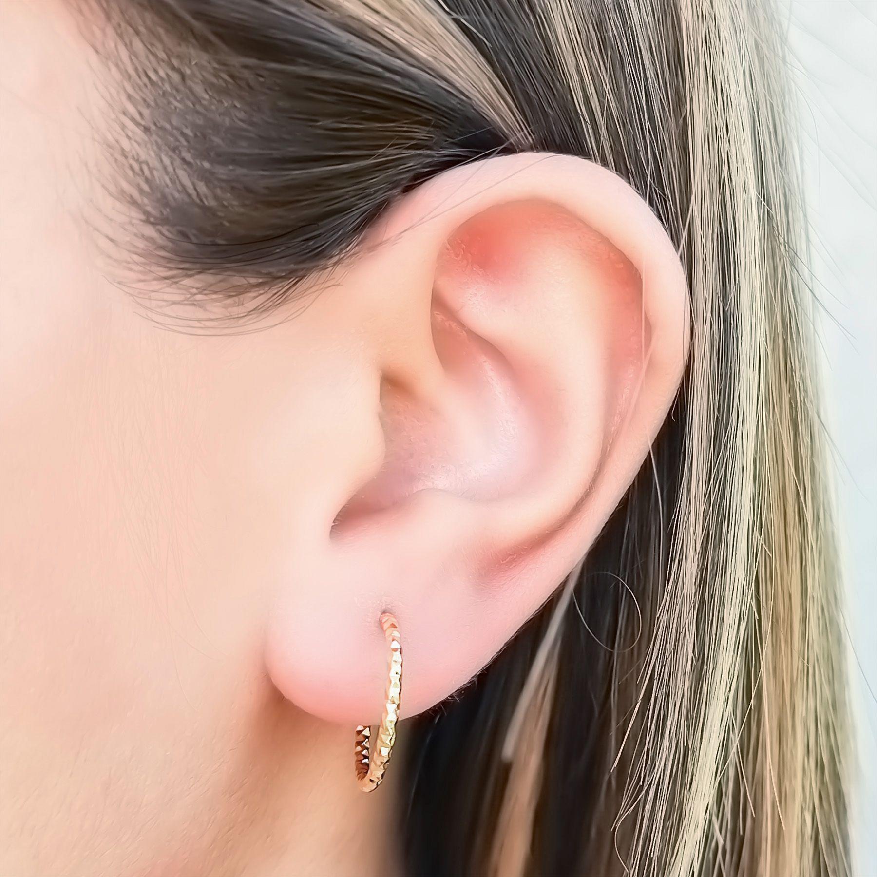 Aros Argollas Diamantada 18mm Enchapado Oro 18K-3