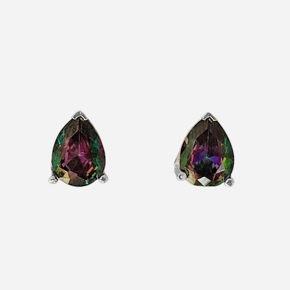 Aros Gota Topacio Místico Plata Fina 925 -2