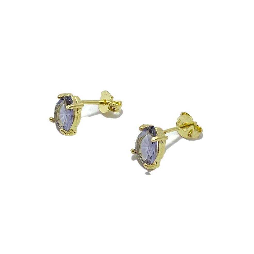 Aros Gota Circón Morado Enchapado Oro 18K-1