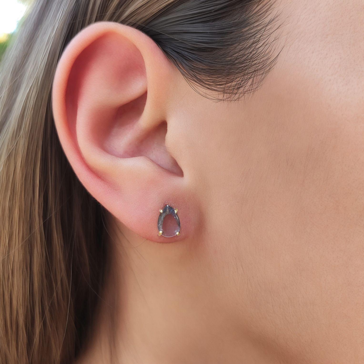 Aros Gota Circón Morado Enchapado Oro 18K-2