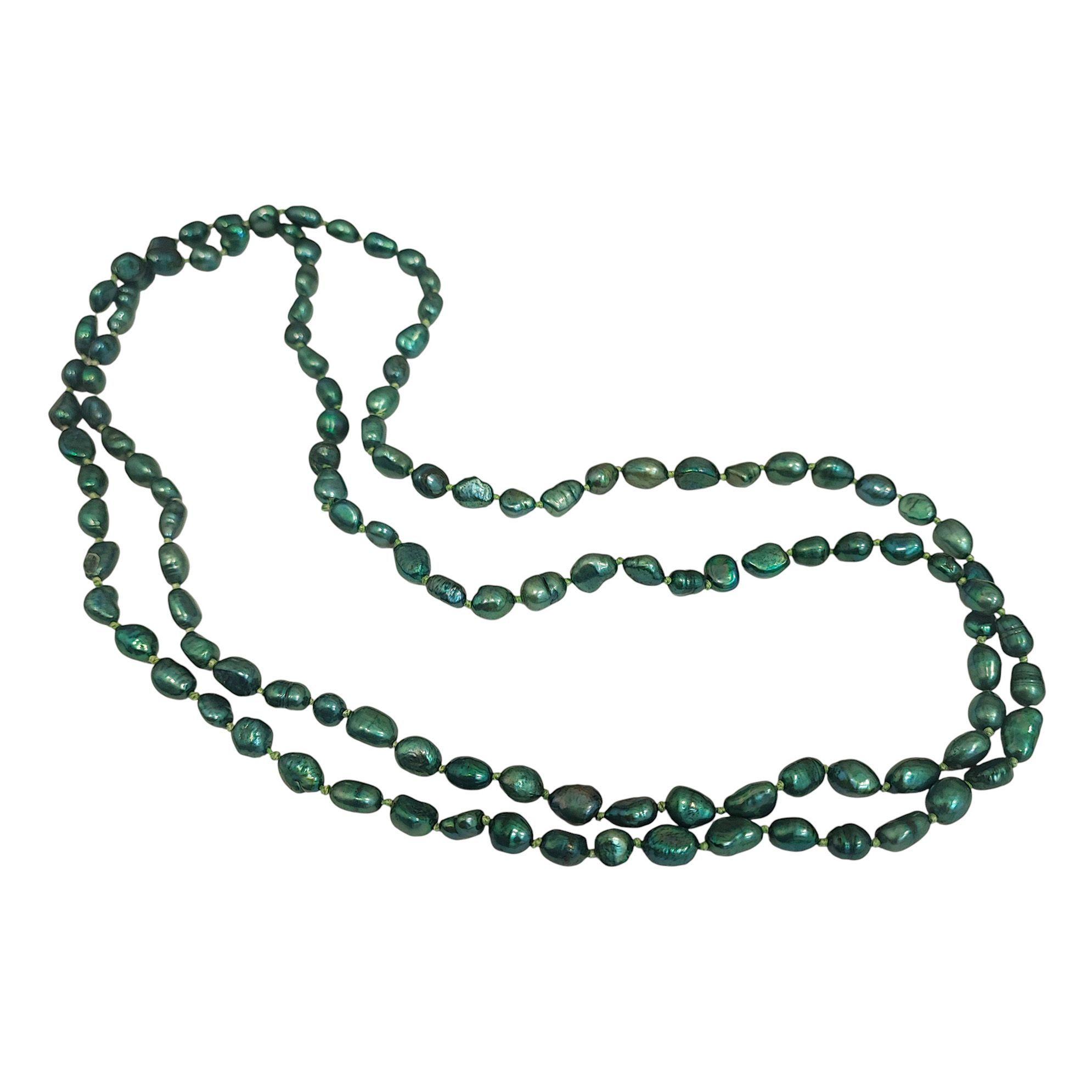 Collar Perlas De Río Magan Verde 120cm-2
