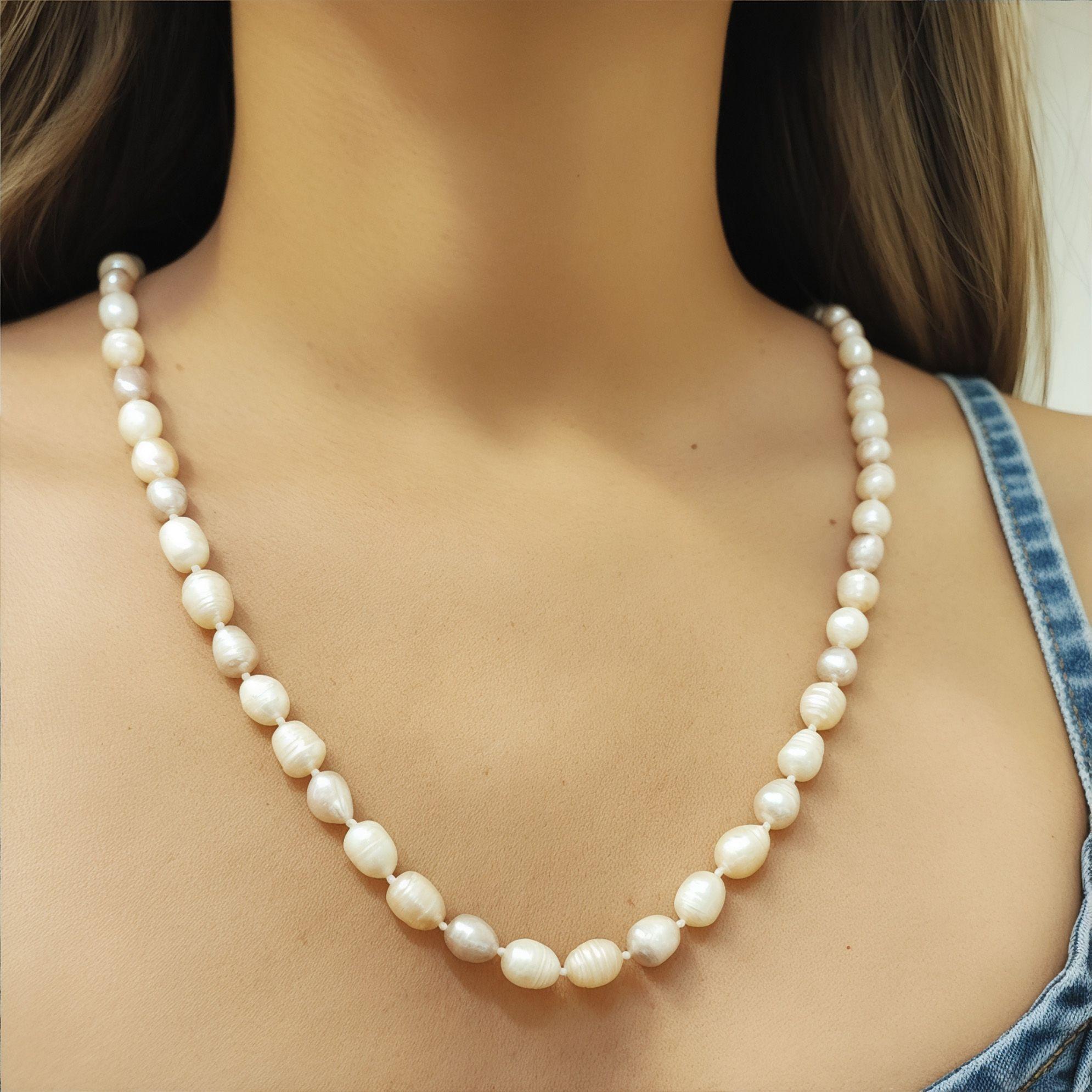 Collar Perlas De R o Rosadas Nudos-2