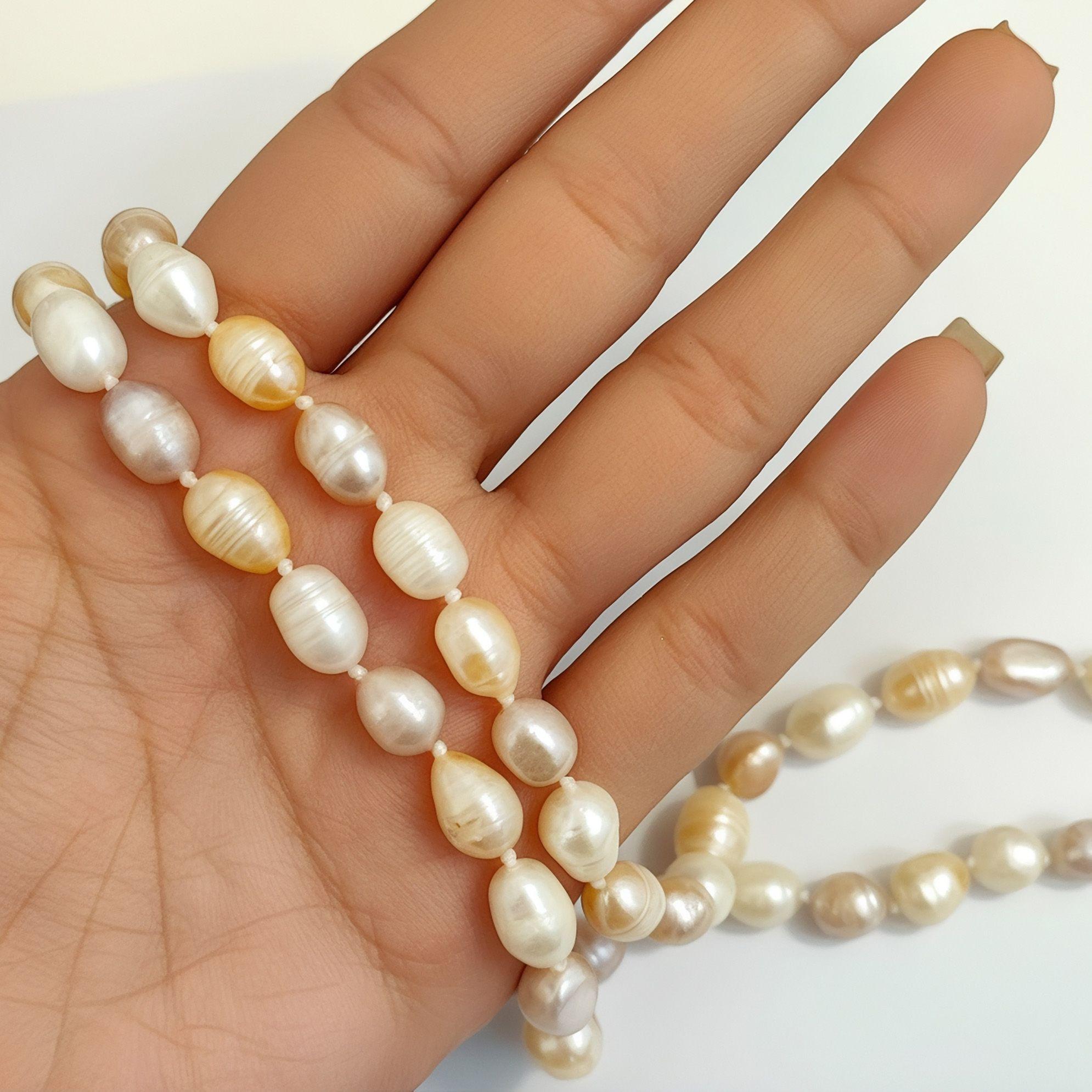 Collar Perlas De R o Rosadas Nudos-4