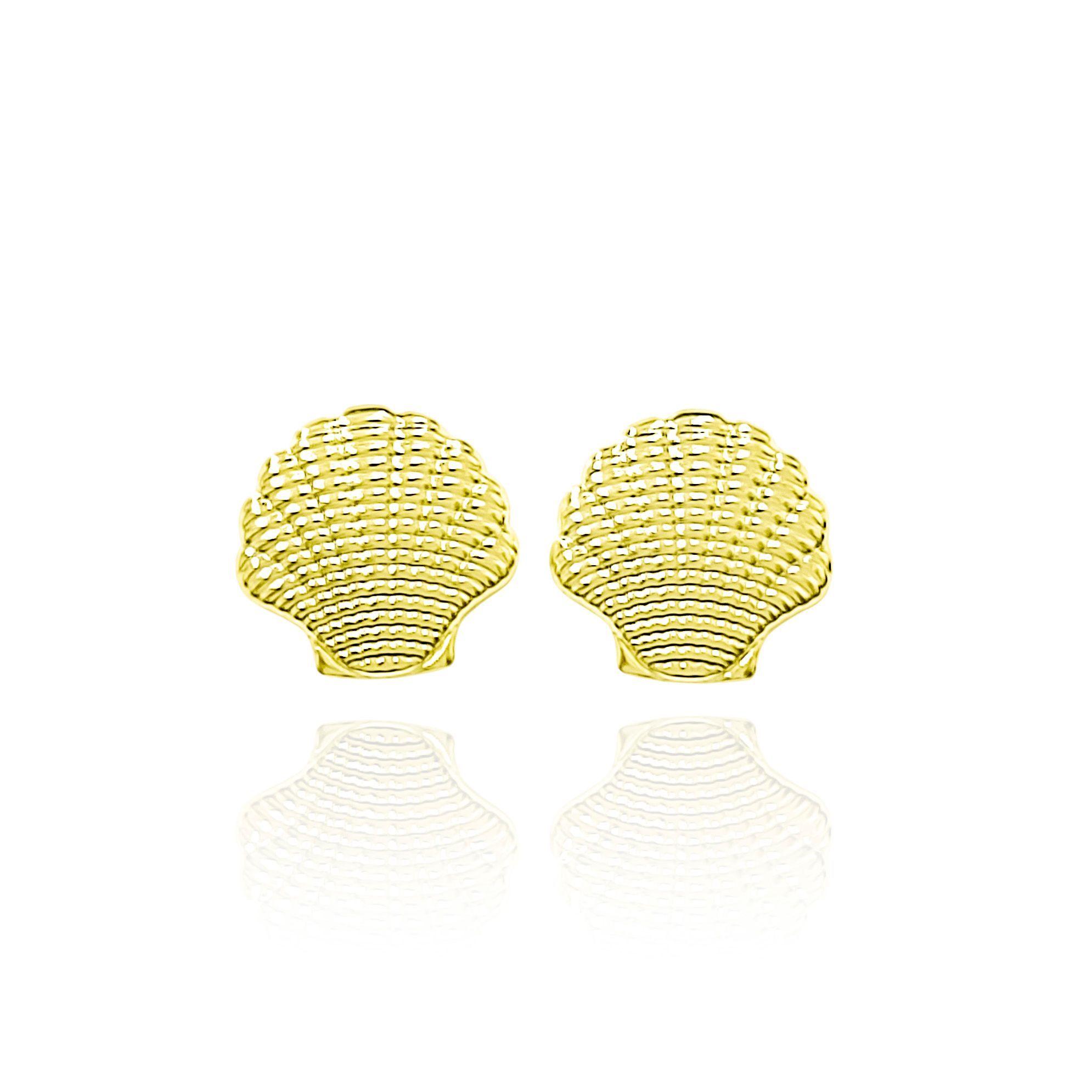 Aros Concha 13mm Enchapado Oro 18K-2