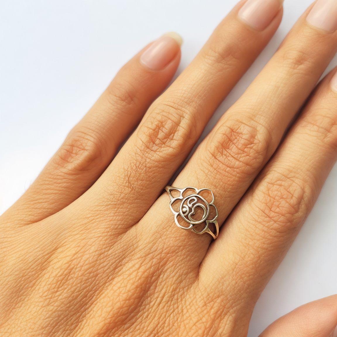 Anillo Flor De Loto Ohm #14 Plata Fina 925-3