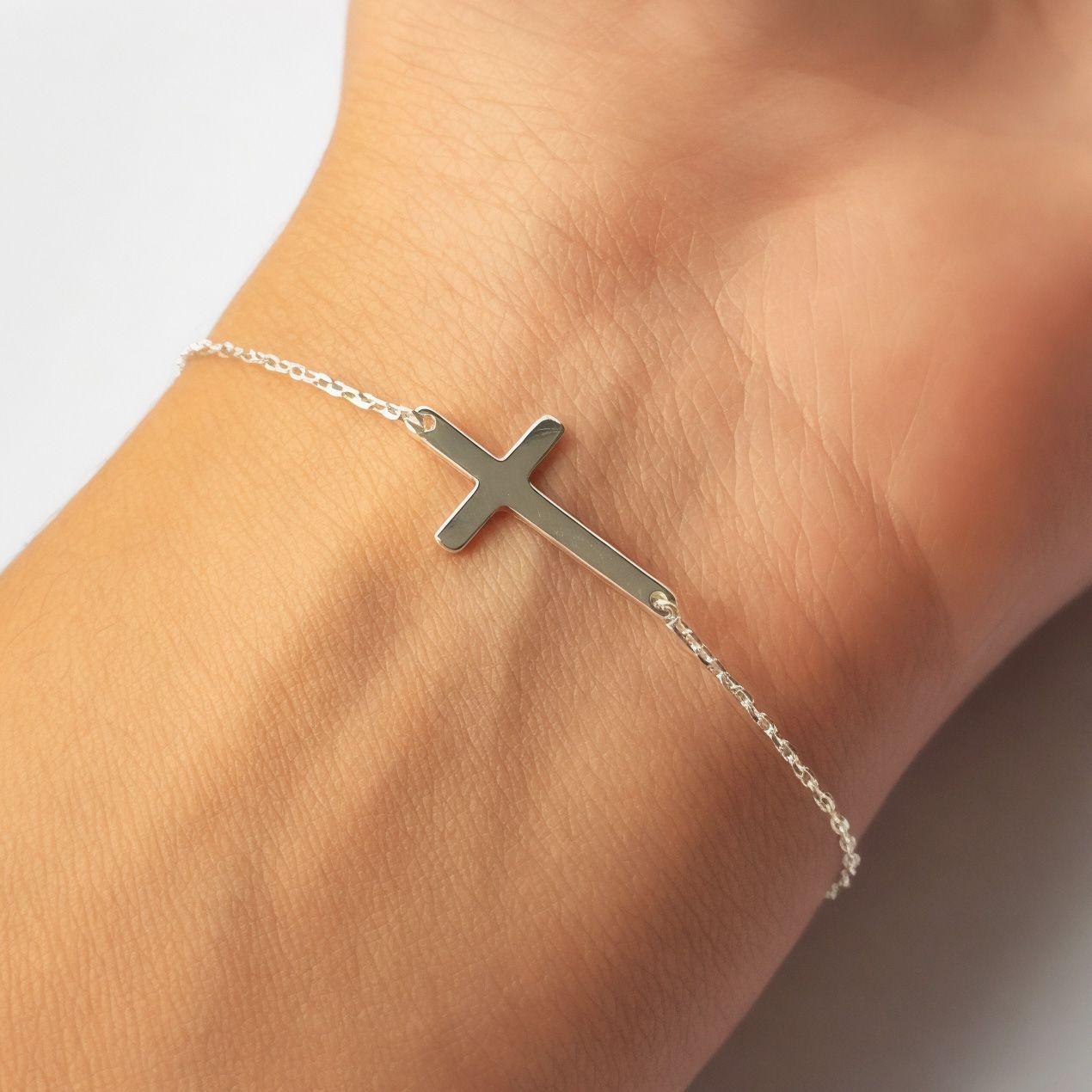 Pulsera Cruz Lisa Plata Fina 925-2