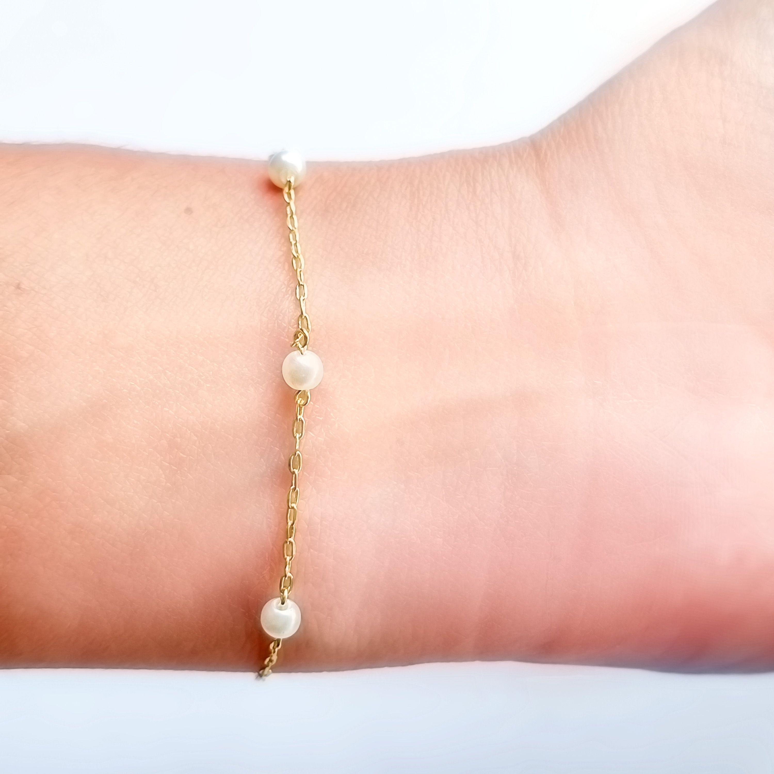 Pulsera 5 Perlas Enchapado Oro 18K-3