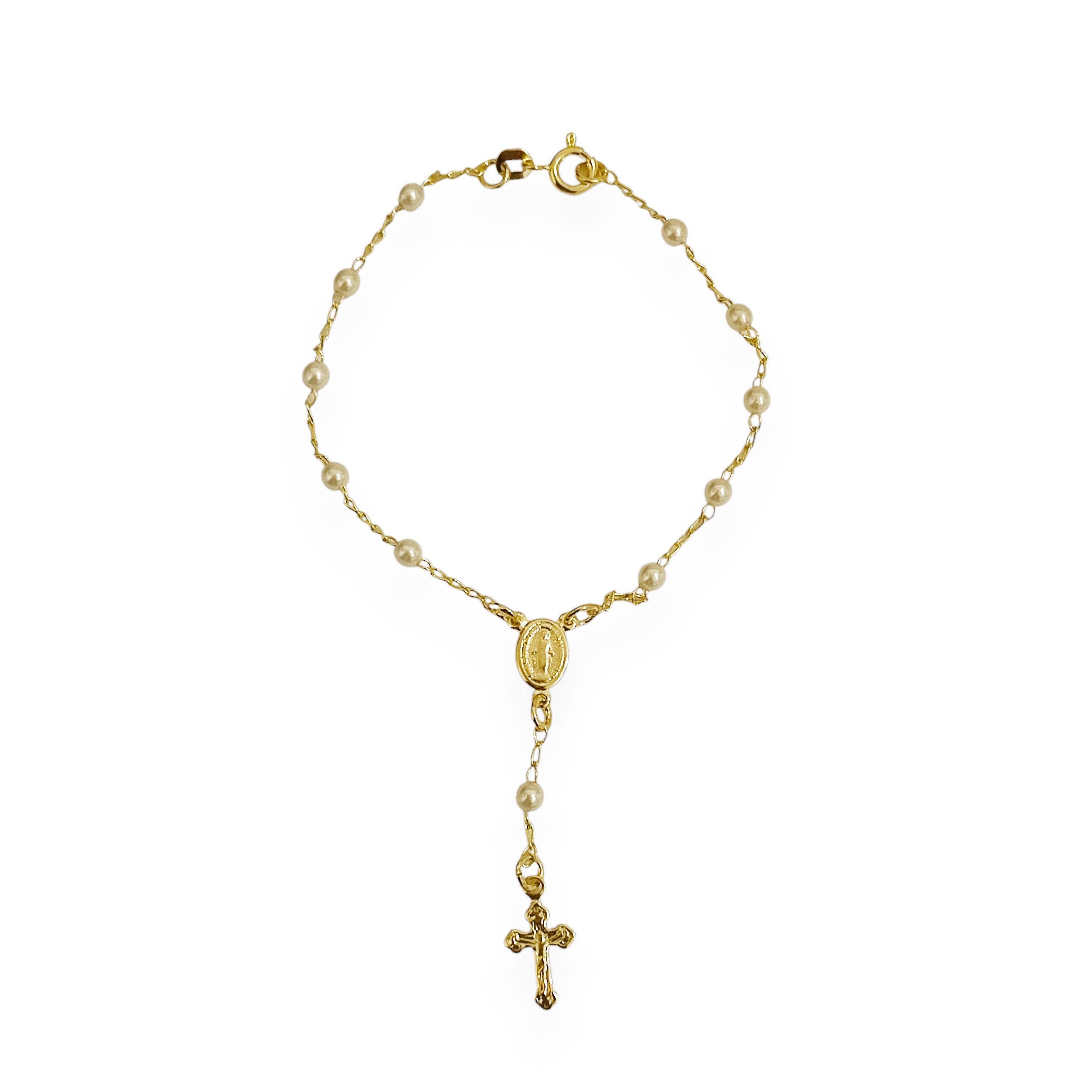 Pulsera Denario Perlas Enchapado Oro 18K-3