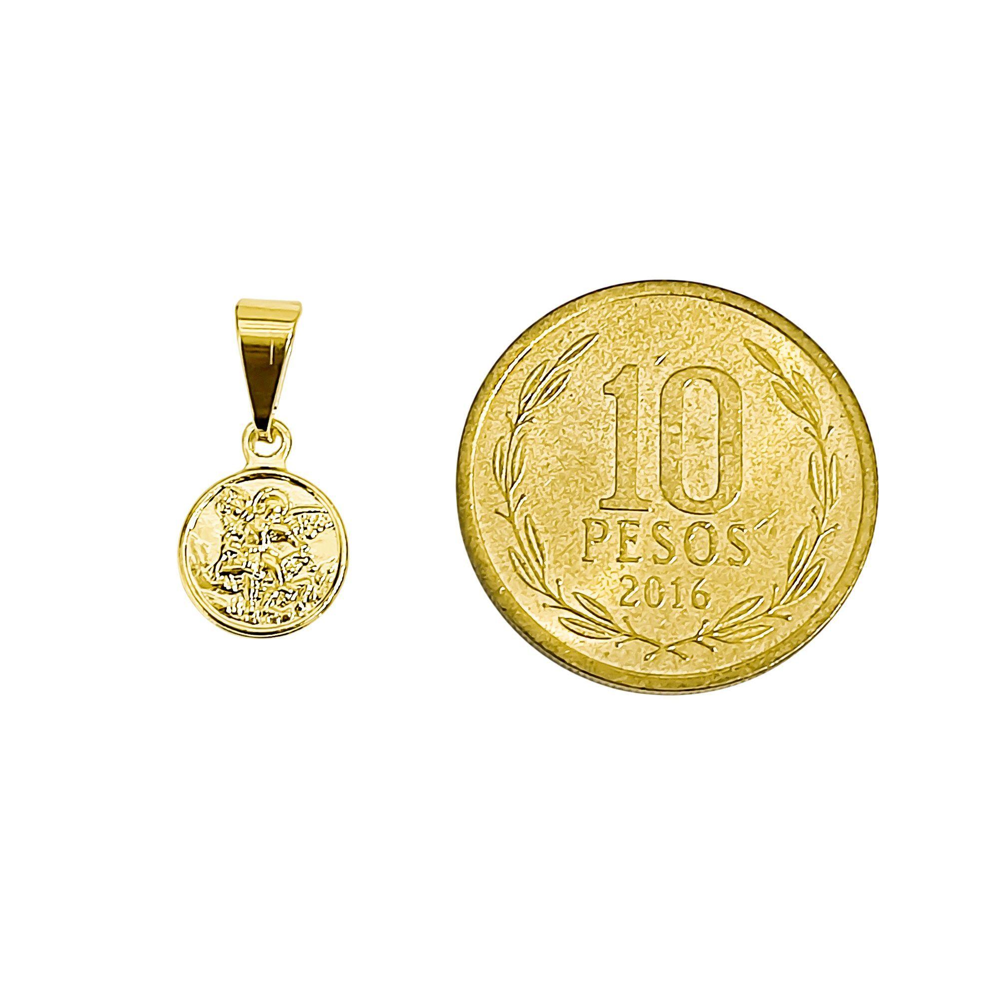 Colgante Medalla San Miguel Arc ngel Mini 9mm Enchapado Oro 18K-3