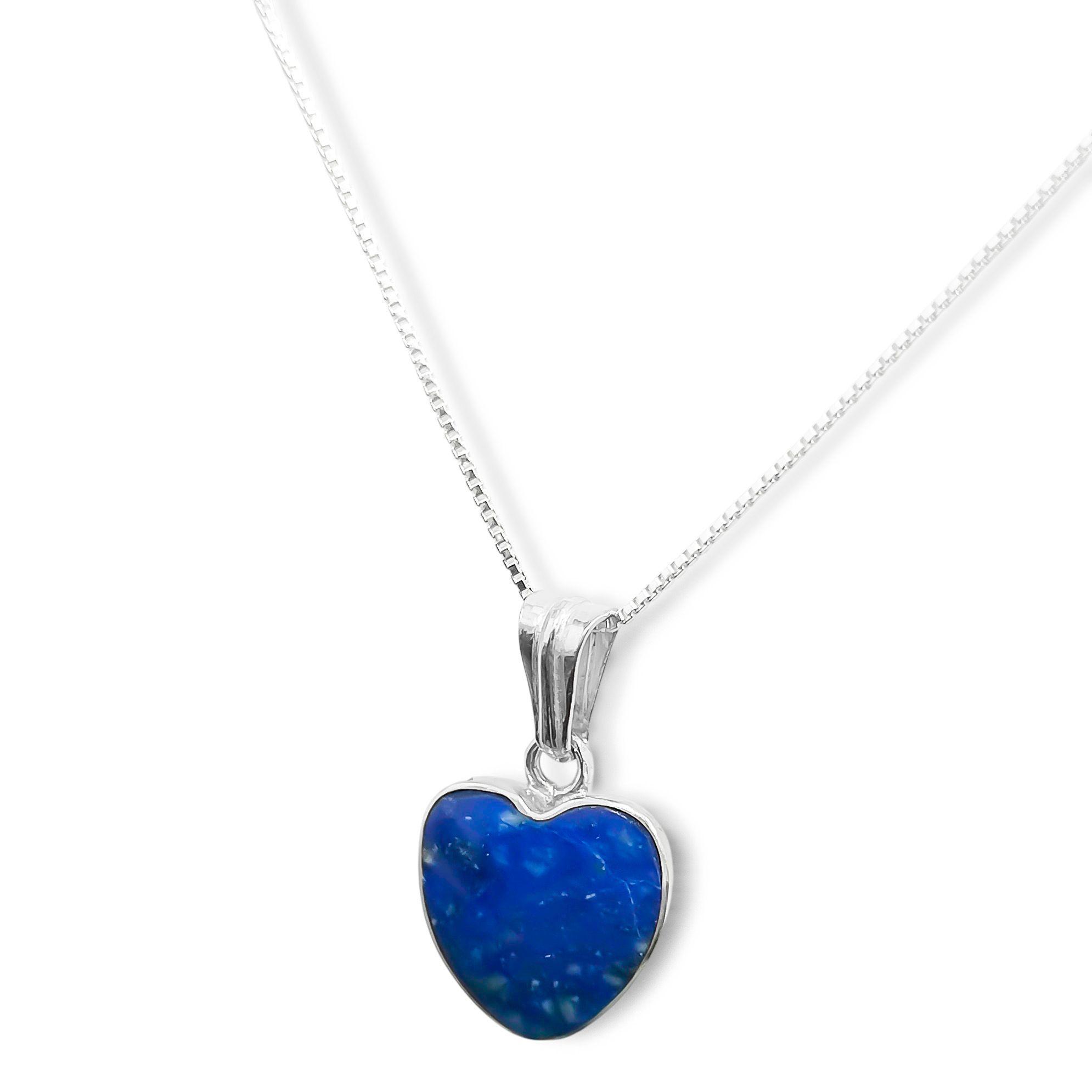 Collar Corazón 12mm Lapislázuli Plata Fina 925-2