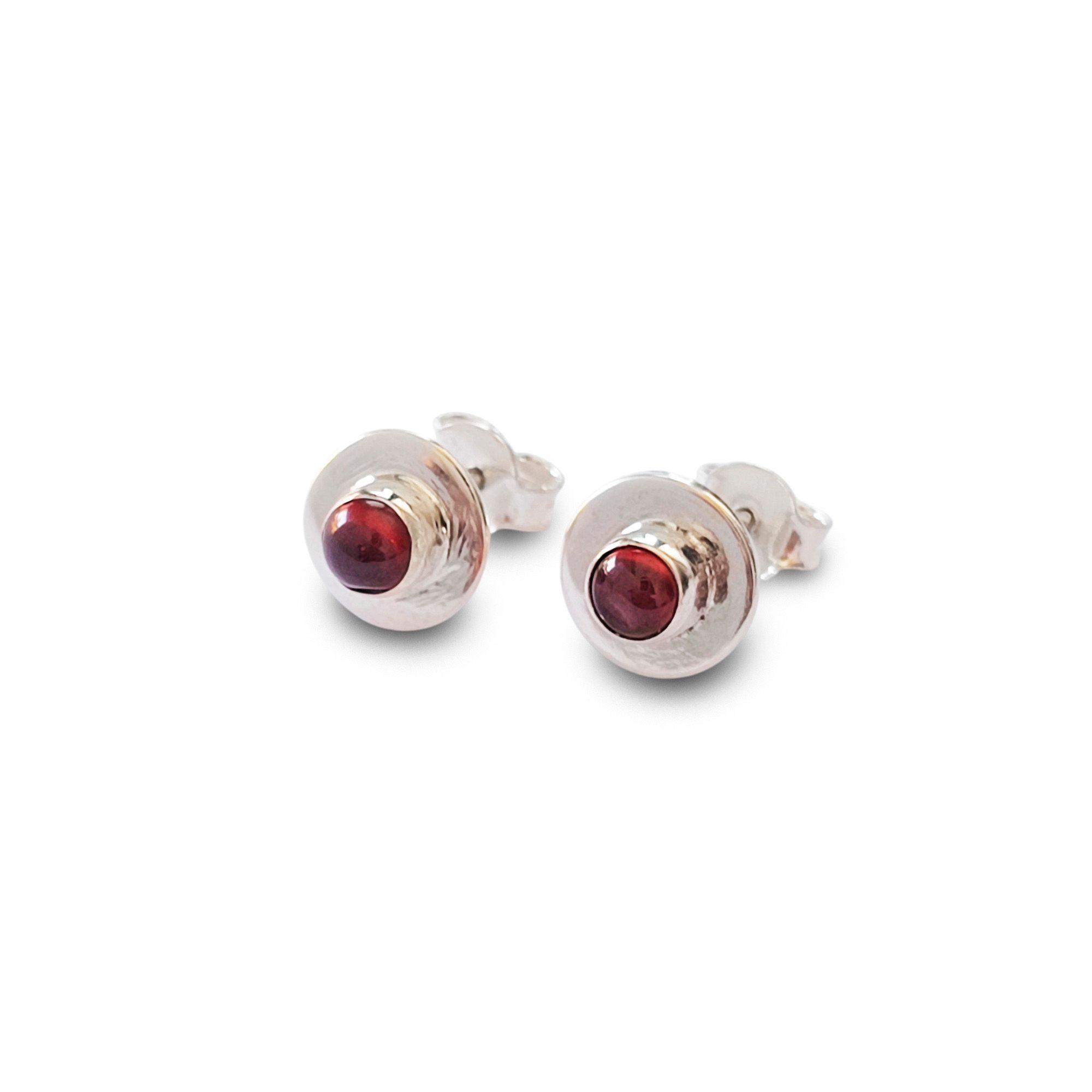 Aros Aryan Granate Redondo Plata Fina 925-1