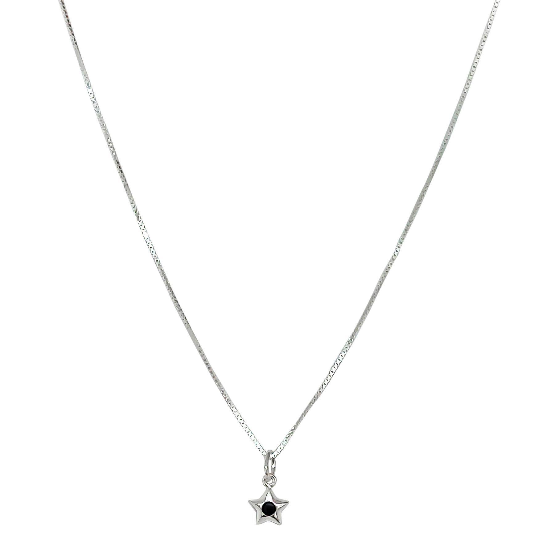 Collar Estrella Circón Negro Plata Fina 925-0