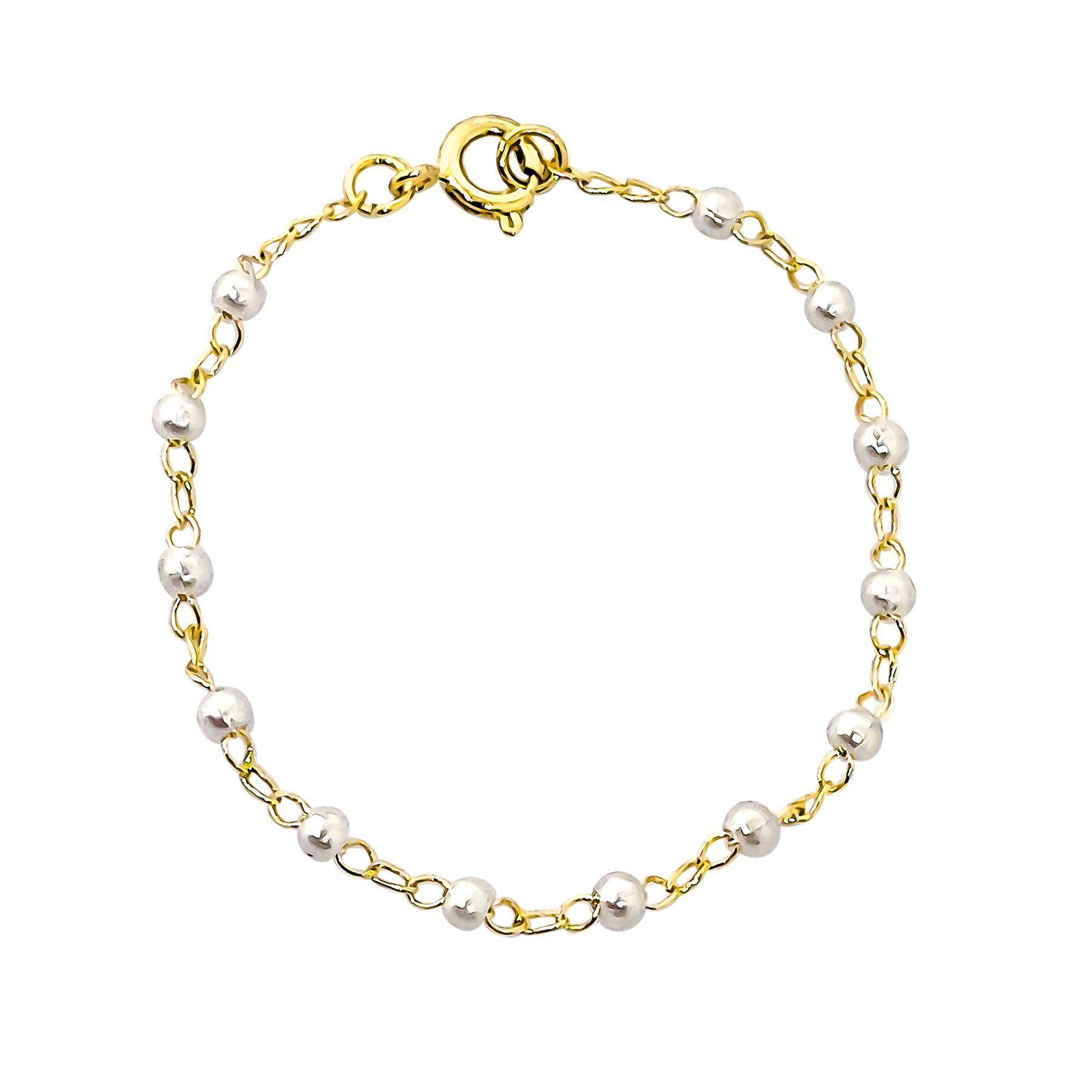 Pulsera Niña Perla 14cm Enchapado Oro 18K-0