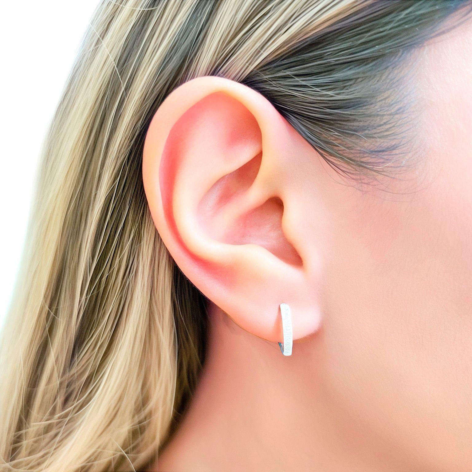 Aros Argolla 1 Línea Circón Blanco 14mm Plata Fina 925 -2