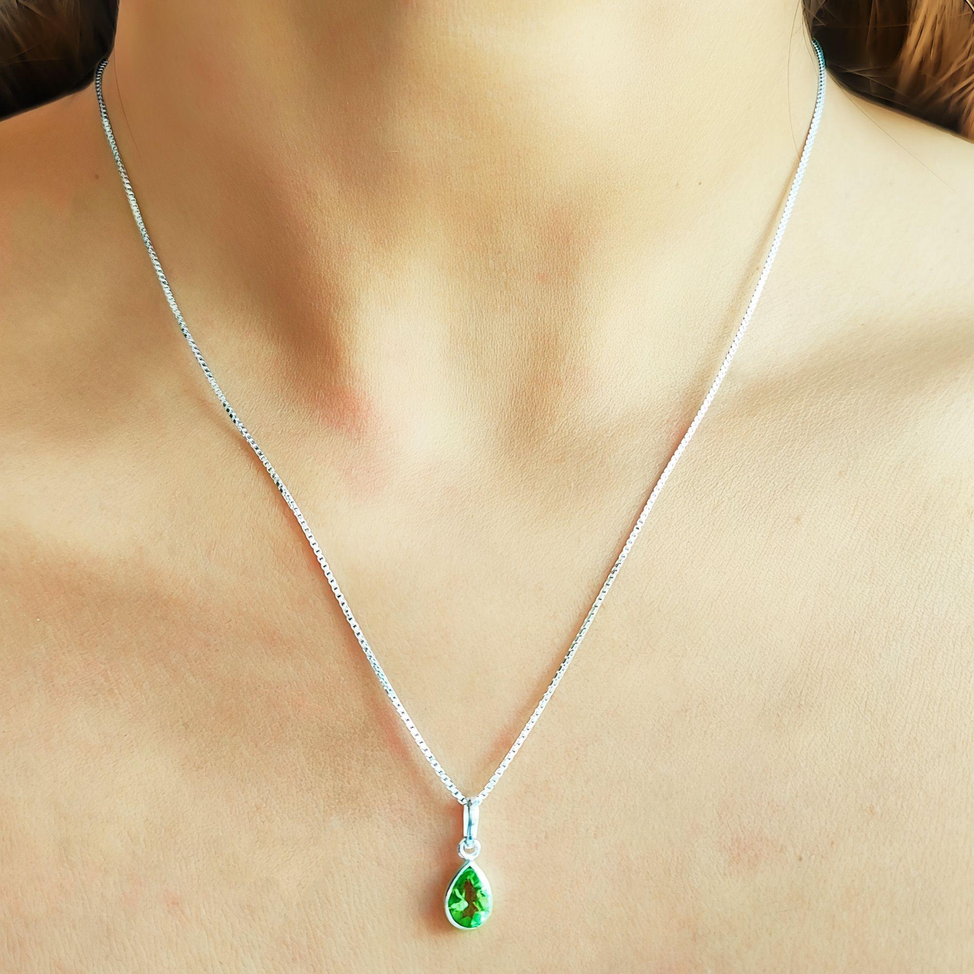 Collar Meena Gota Peridot Plata Fina 925 -2
