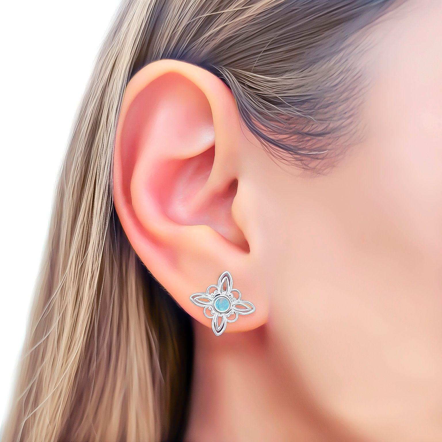 Aros Nudo De Bruja Tornasol Plata Fina 925-2