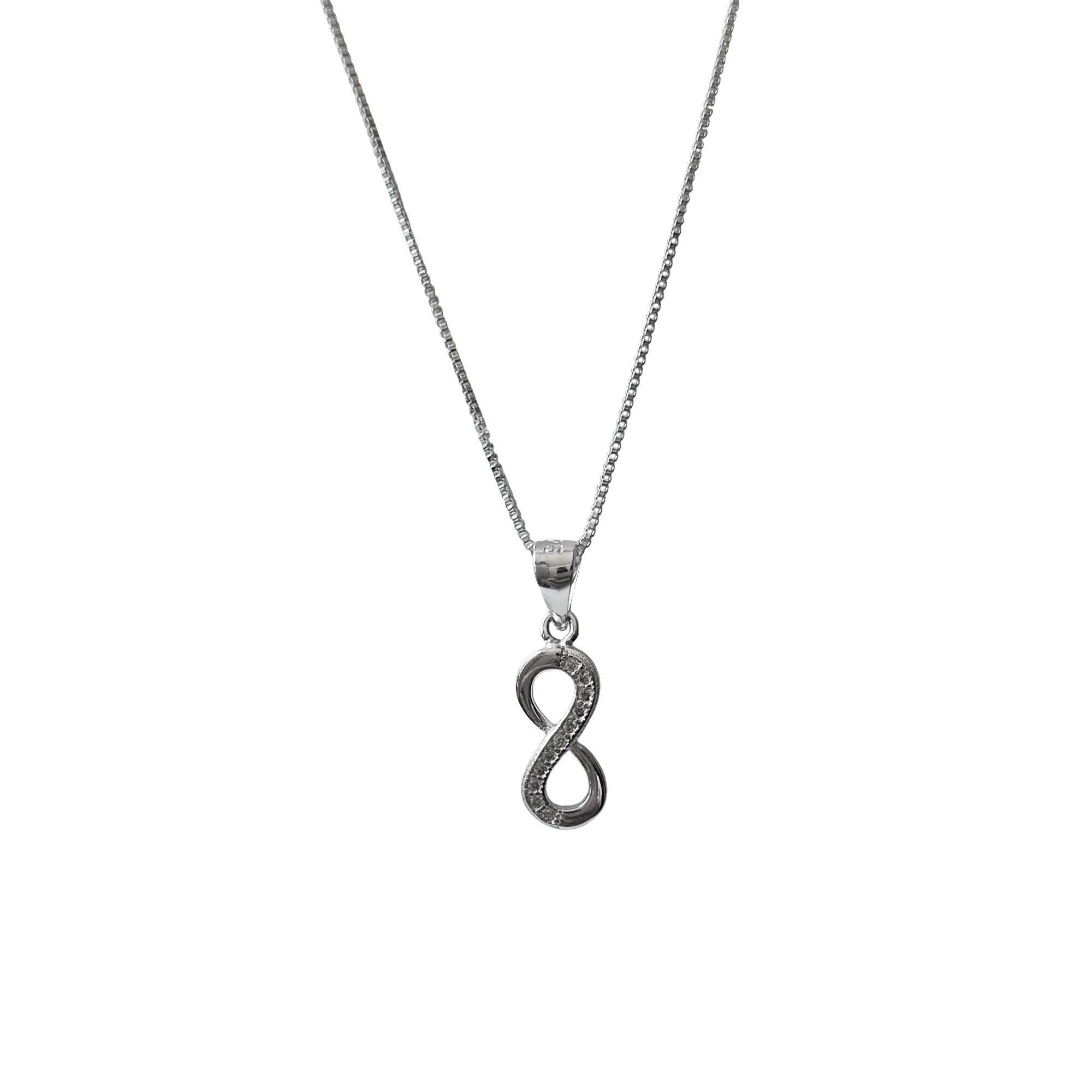 Collar Infinito Circón Blanco Plata Fina 925-2