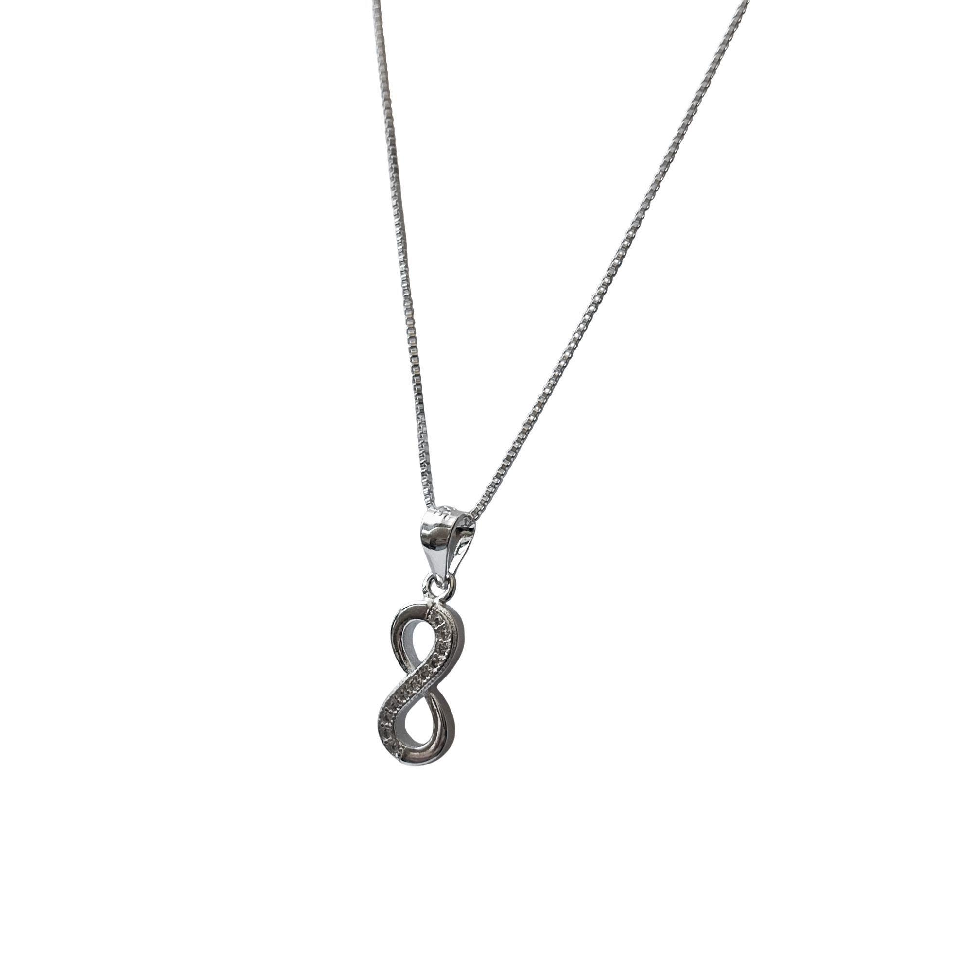 Collar Infinito Circón Blanco Plata Fina 925-3