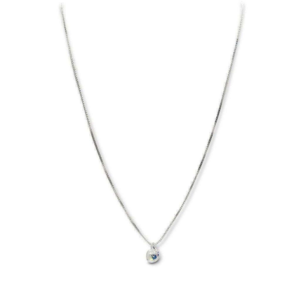 Collar Punto De Luz Cristal Austriaco Aurore Boreale 6mm Plata Fina 925 45cm-2