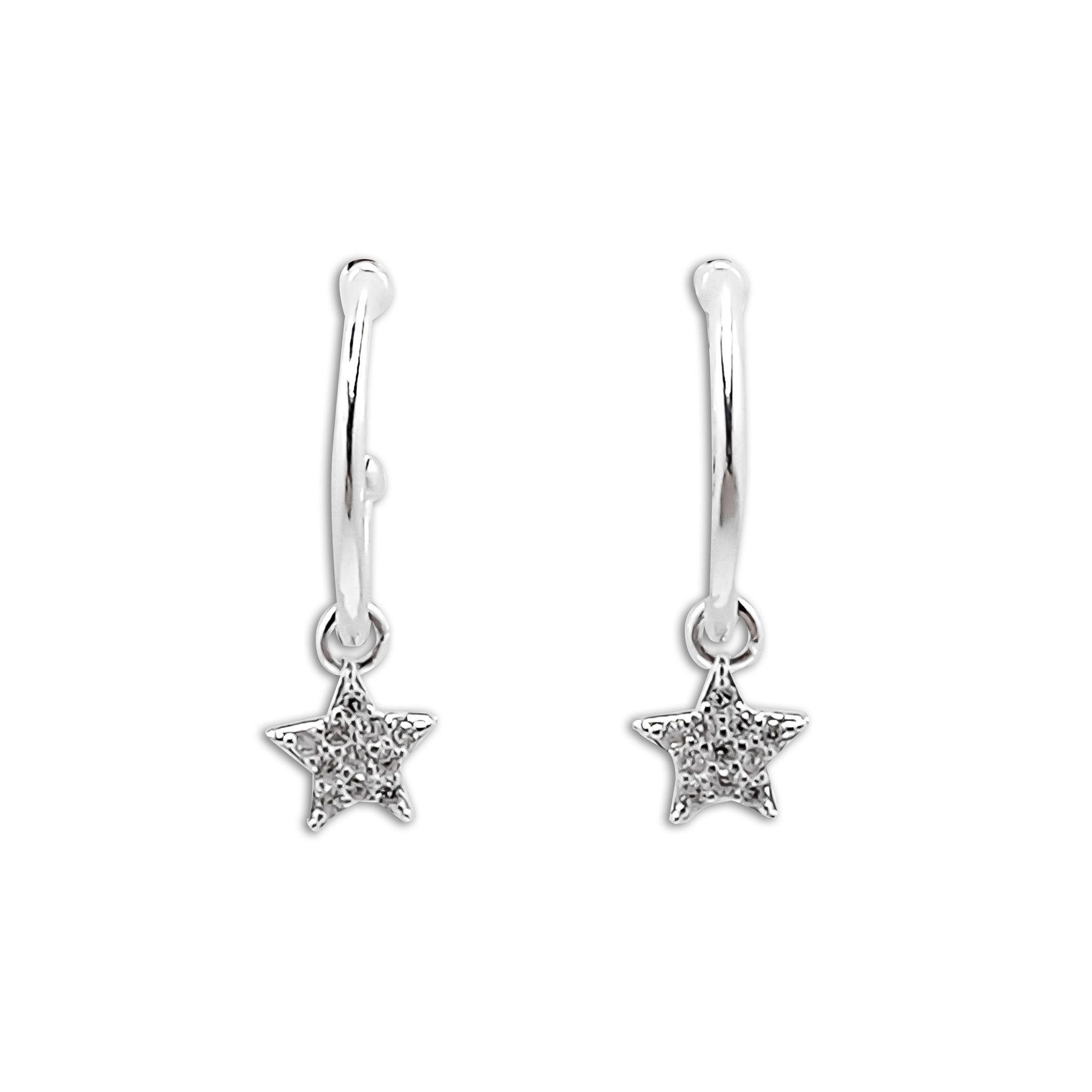 Aros Argolla Estrella Circón Colgante Plata Fina 925-2