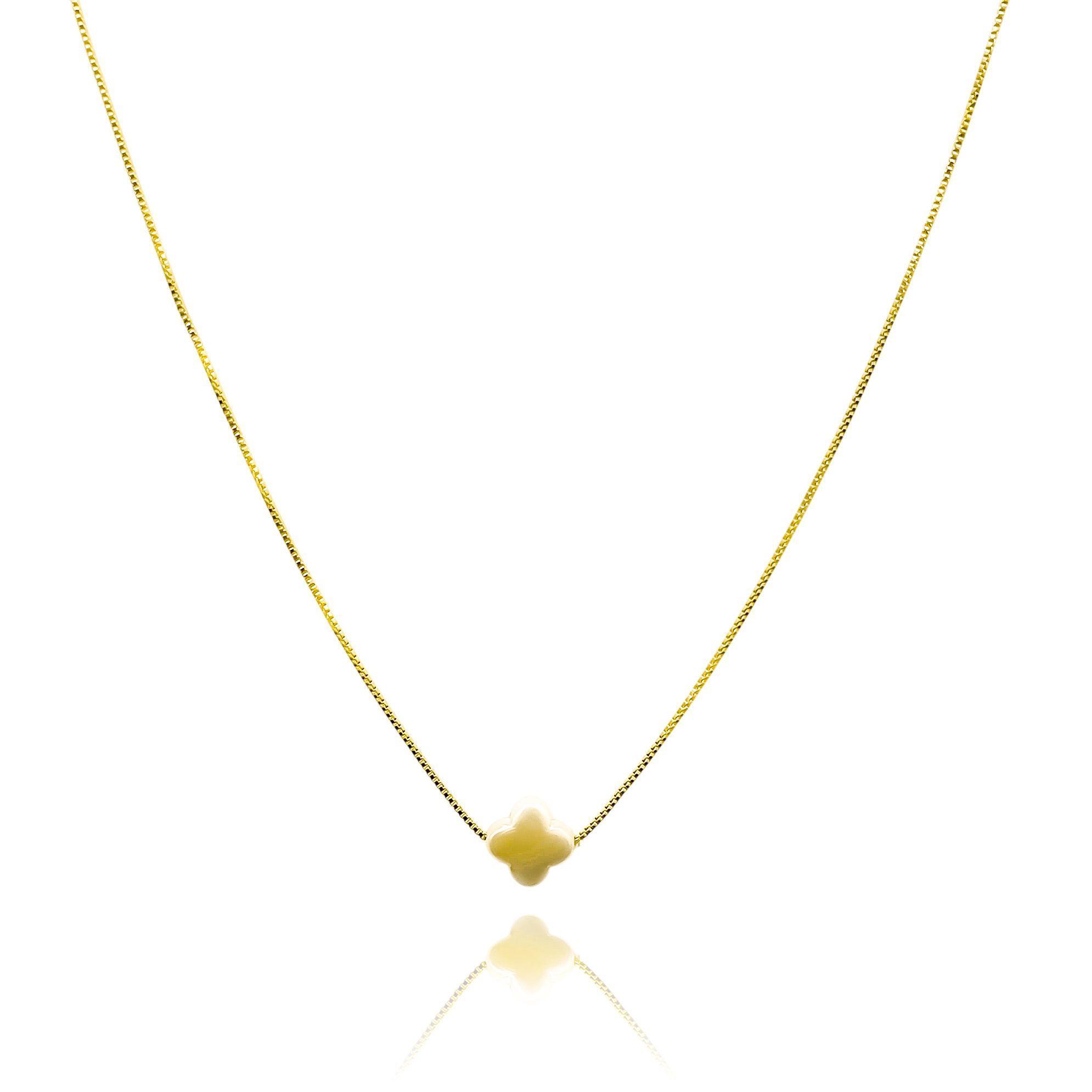 Collar Trébol Perla Sintética Enchapado Oro 18K-2