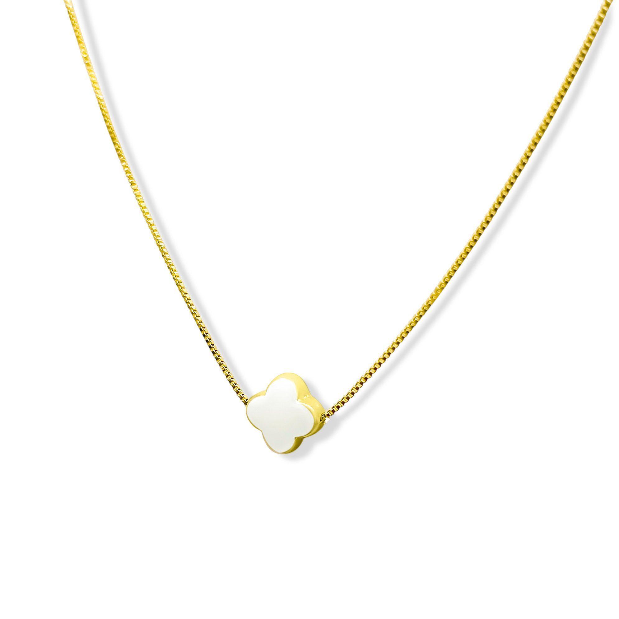 Collar Trébol Perla Sintética Enchapado Oro 18K-2